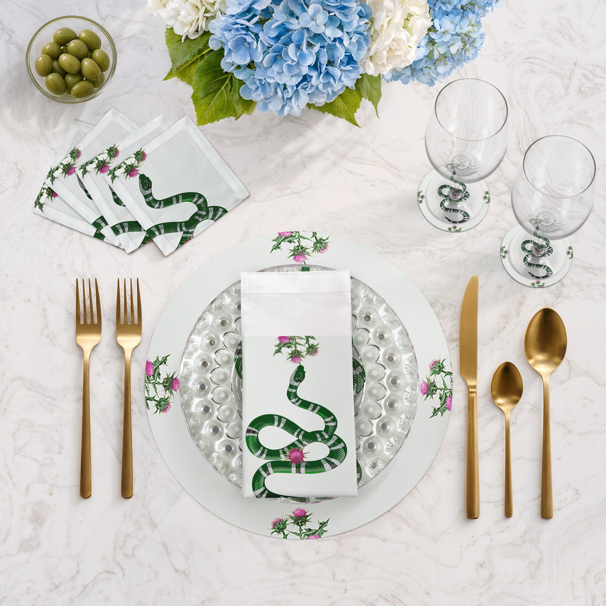 Thistle And Snake Pink White 16" Round Pebble Placemats, Set of 4 - nicolettemayer.com
