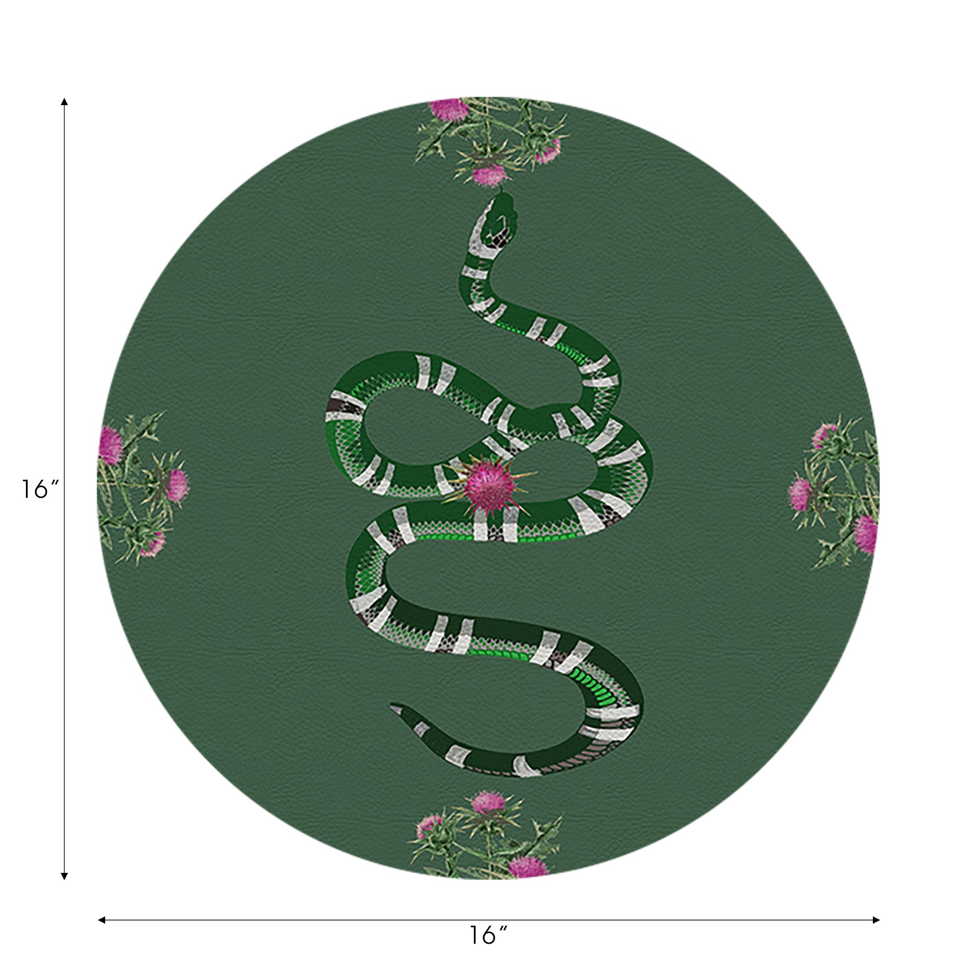 Thistle And Snake Evergreen 16" Round Pebble Placemats, Set of 4 - nicolettemayer.com
