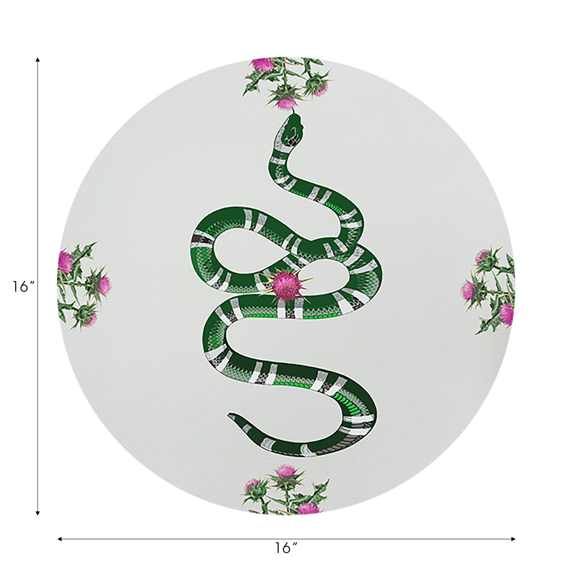 Distel und Schlange, rund, 40,6 cm, rosa/weiß, Kieselstein-Tischset, 4 Stück