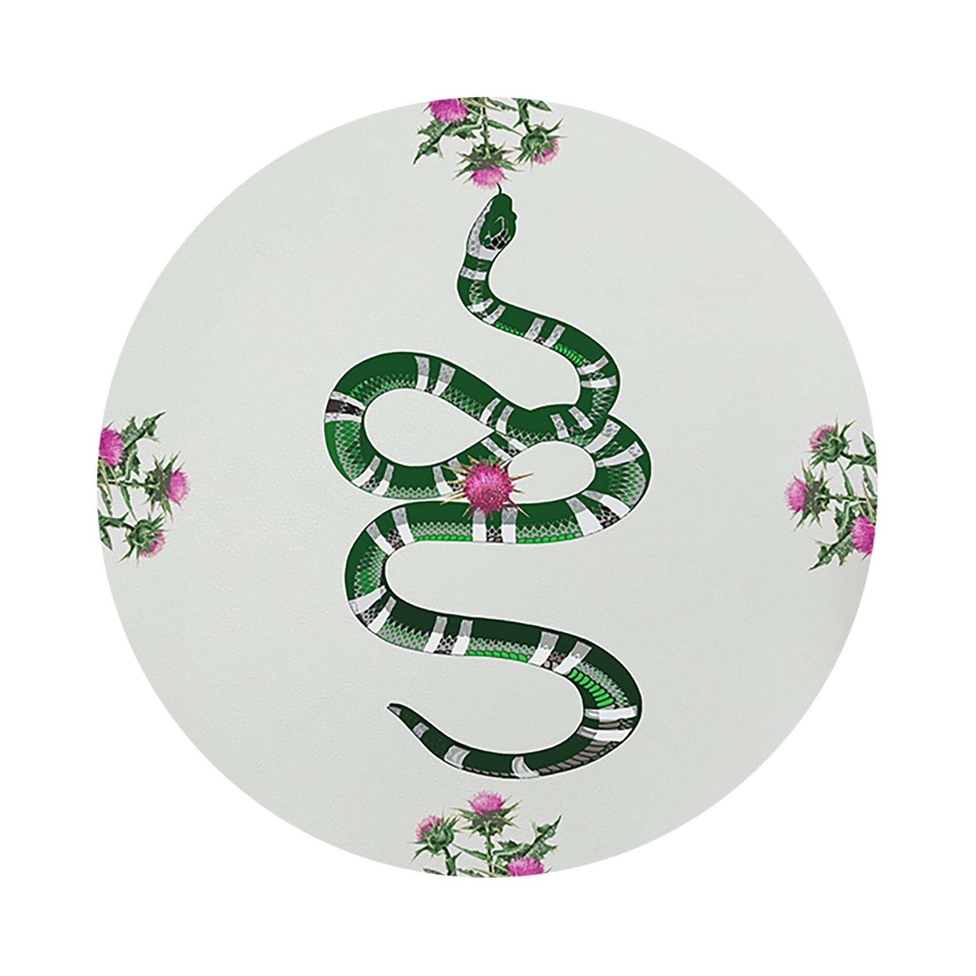 Thistle And Snake Pink White 16" Round Pebble Placemats, Set of 4 - nicolettemayer.com