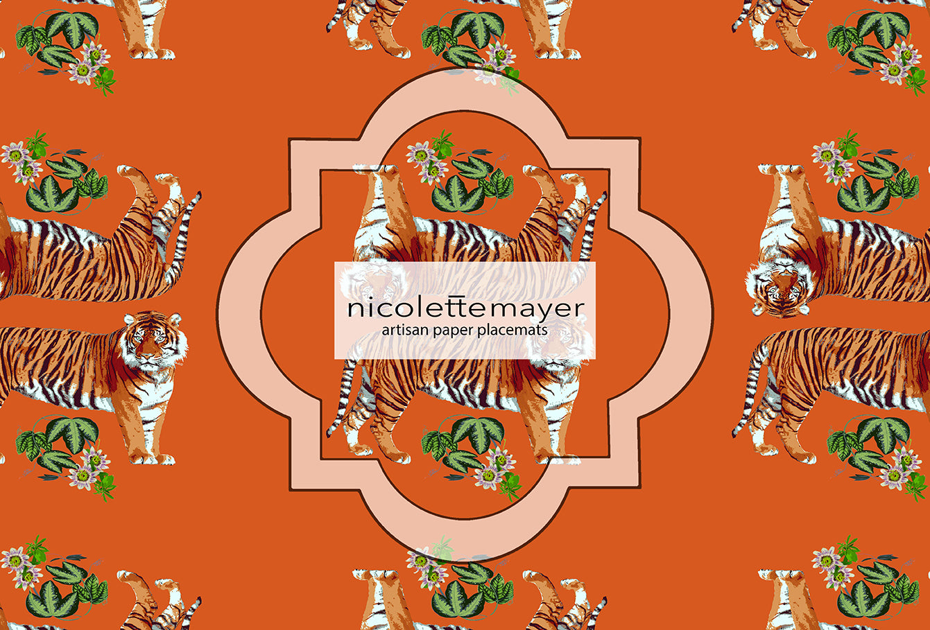 Tischset aus Papier „Tiger Seeing Double Orangerie“, 24 Stück