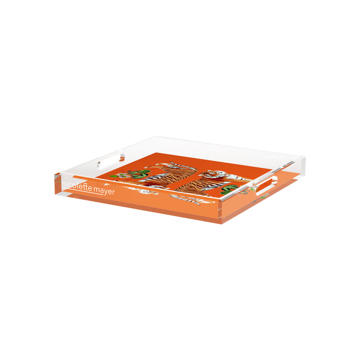 Tiger Seeing Double Orangerie Acrylic Decorative Tray, 12 x 12 in. by Nicolette Mayer