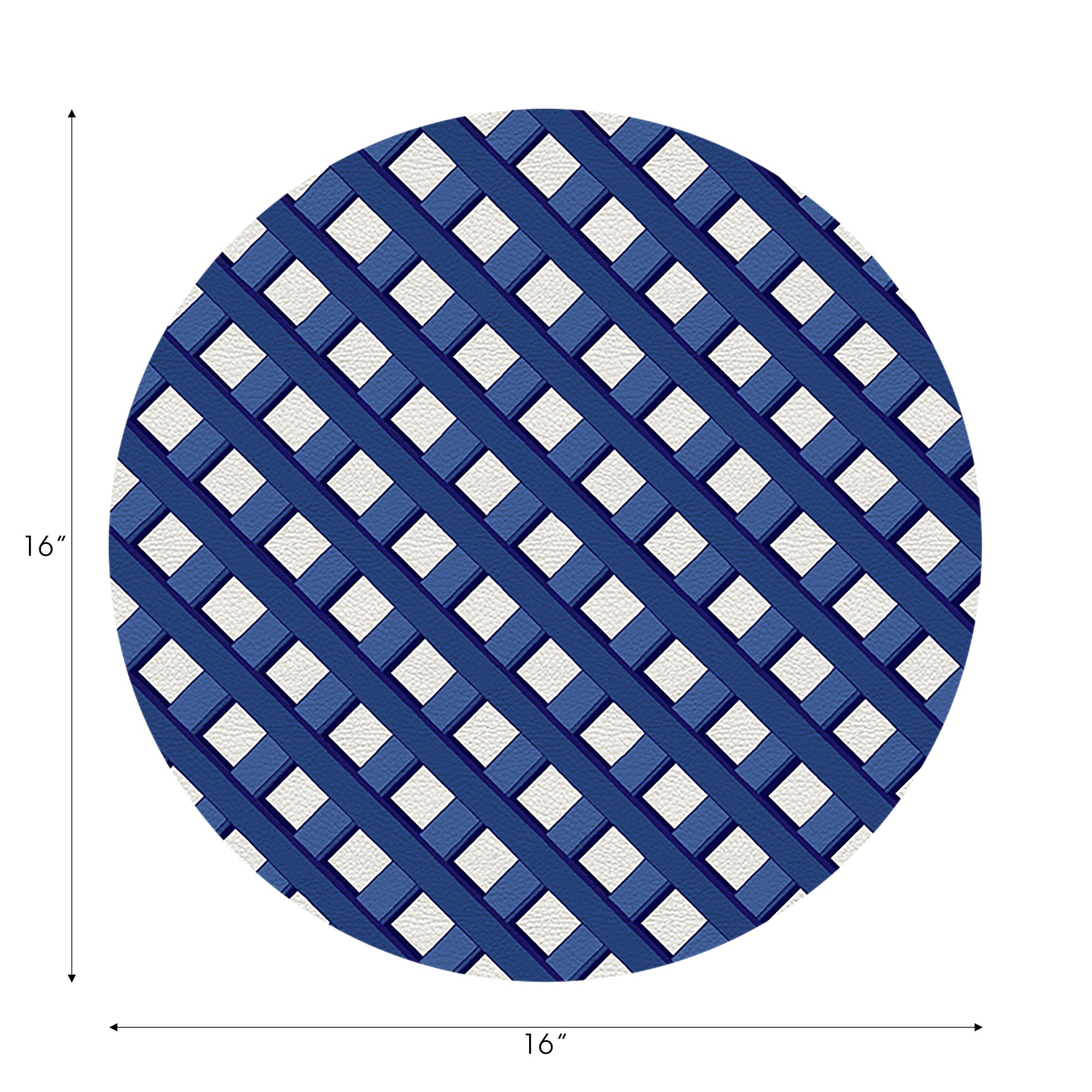 Timothy Corrigan Jardin Francais Blue Vegan Leather Round Pebble Placemat - nicolettemayer.com