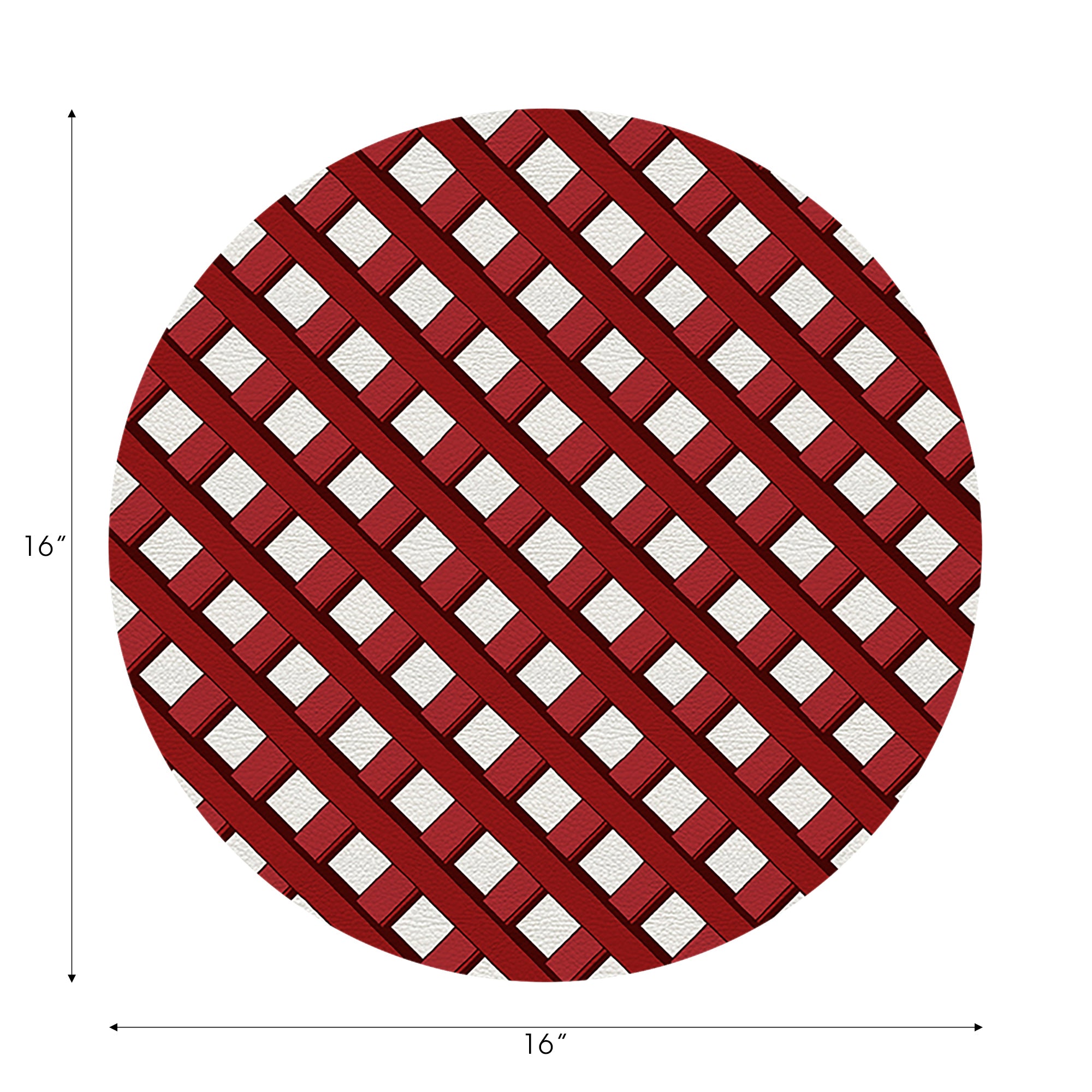 Timothy Corrigan Jardin Francais Red Vegan Leather Round Pebble Placemat - nicolettemayer.com