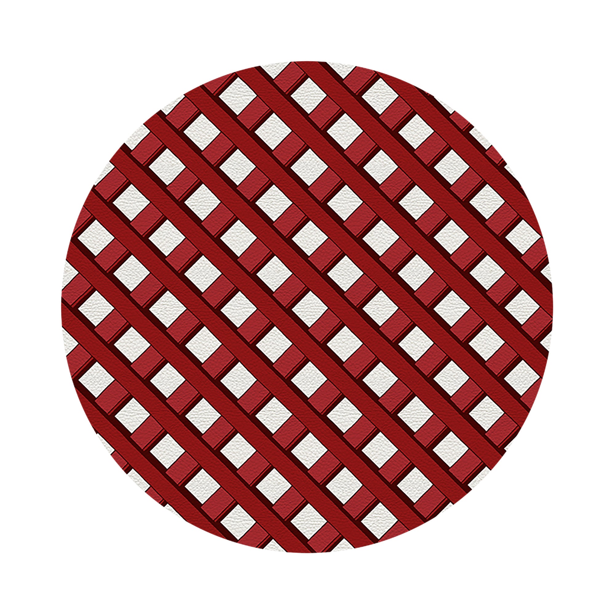 Timothy Corrigan Jardin Francais Red Vegan Leather Round Pebble Placemat - nicolettemayer.com