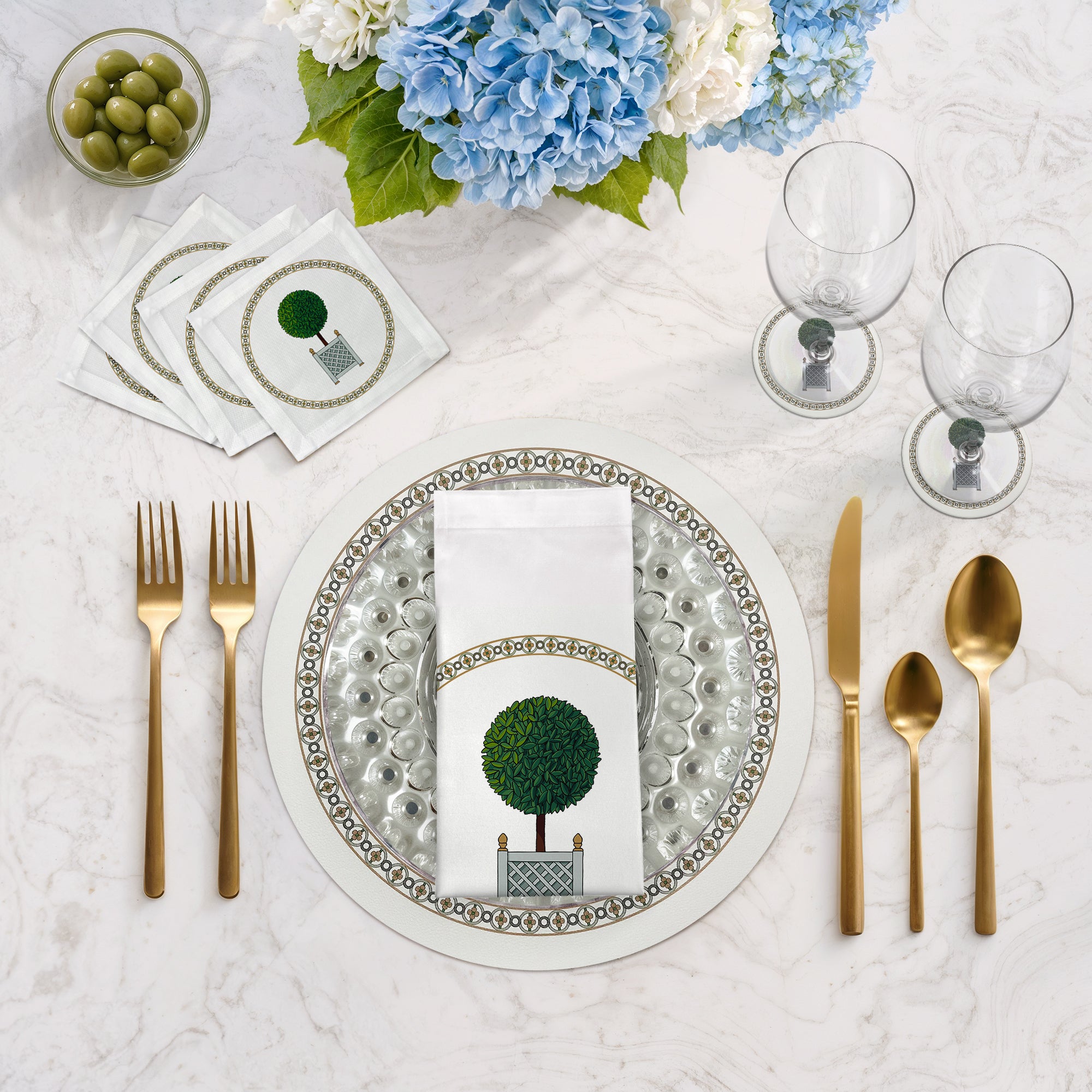 Timothy Corrigan Parterre Topiary Cotton Sateen Cocktail Napkins