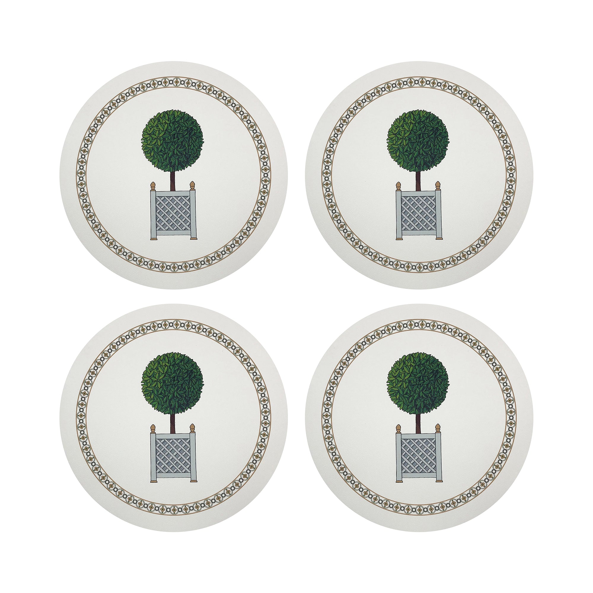Timothy Corrigan Parterre Topiary 16" Round Pebble Placemats, Set Of 4 - nicolettemayer.com