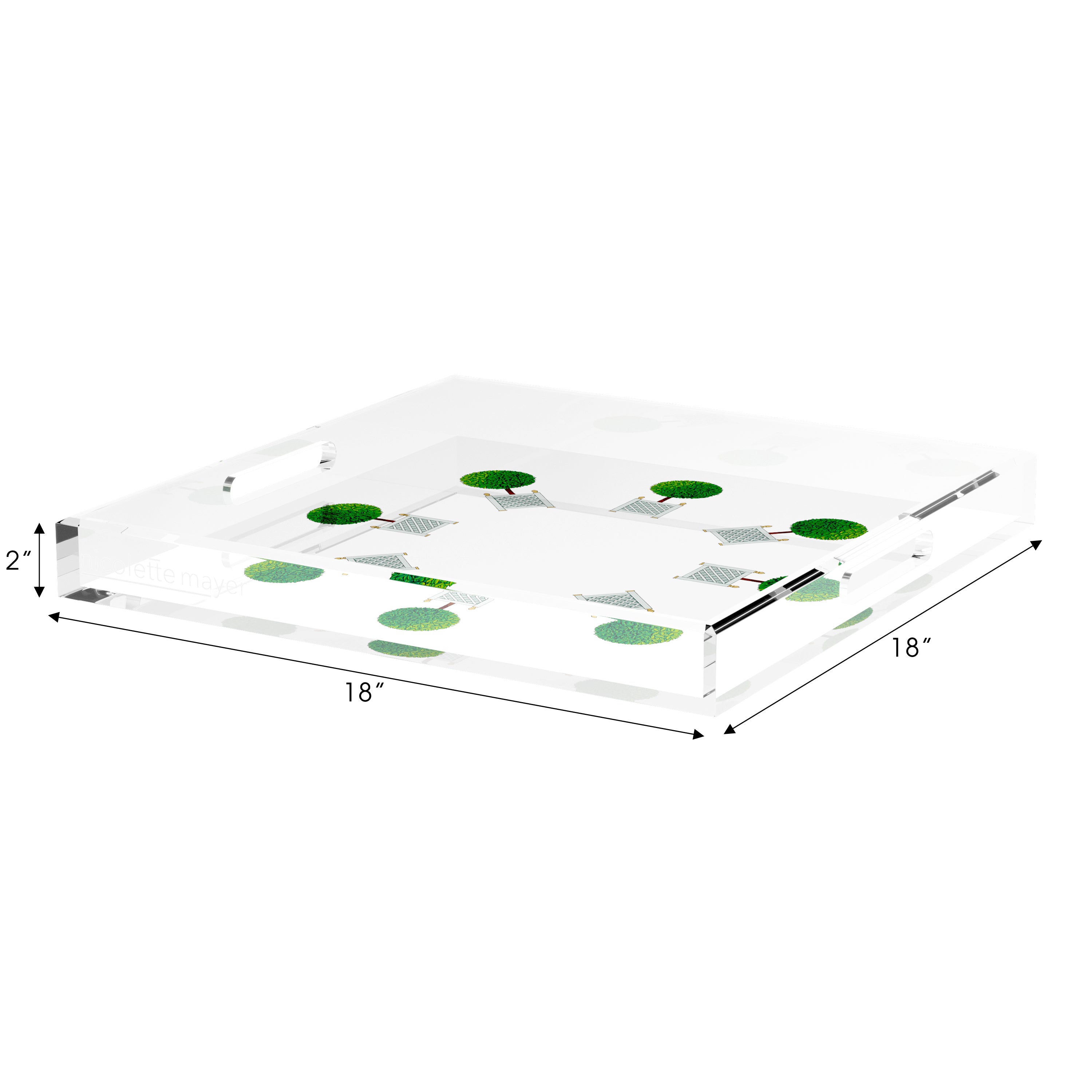 Timothy Corrigan Topiary Radial 18X18 Acrylic Tray - nicolettemayer.com