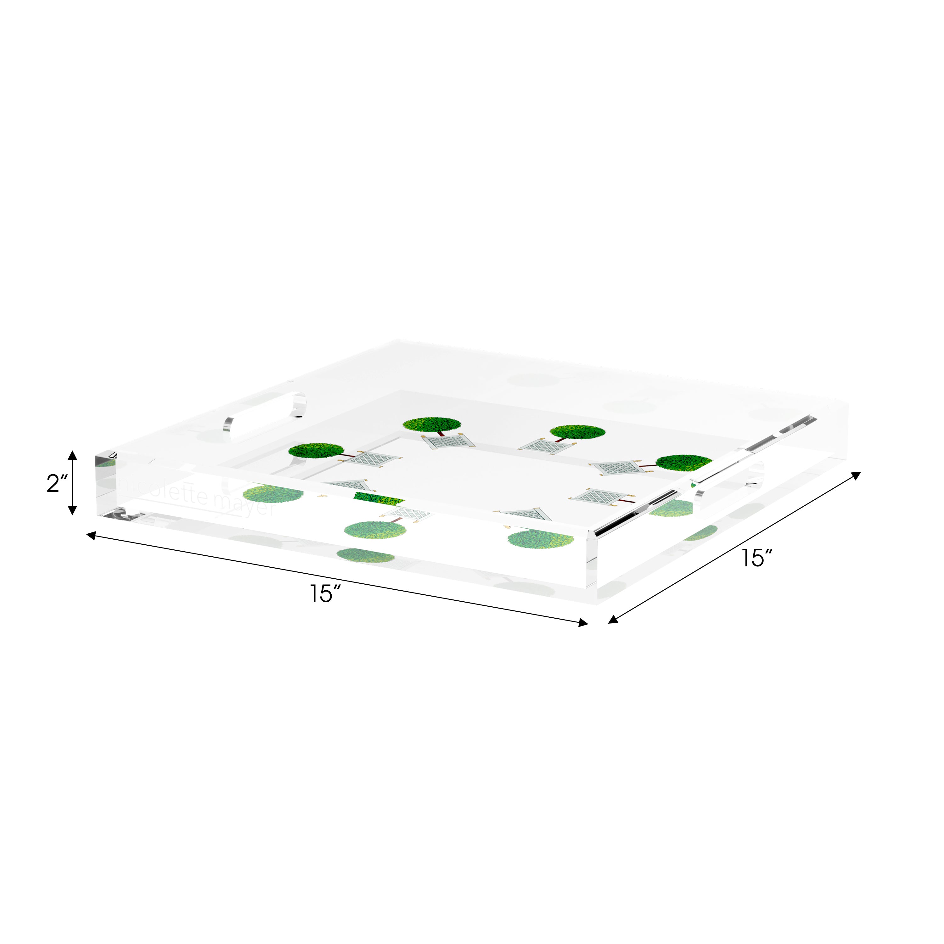 Timothy Corrigan Topiary Radial 15X15 Acrylic Tray - nicolettemayer.com