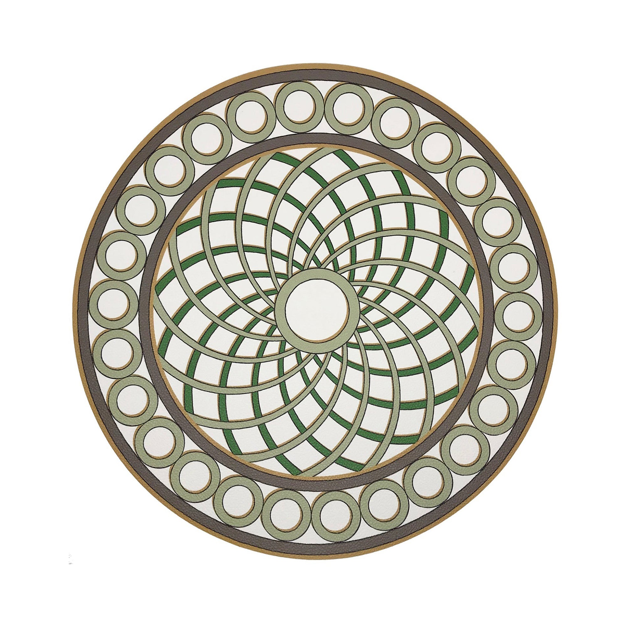 Timothy Corrigan Treillage Gold 16" Round Pebble Placemats, Set of 4 - nicolettemayer.com