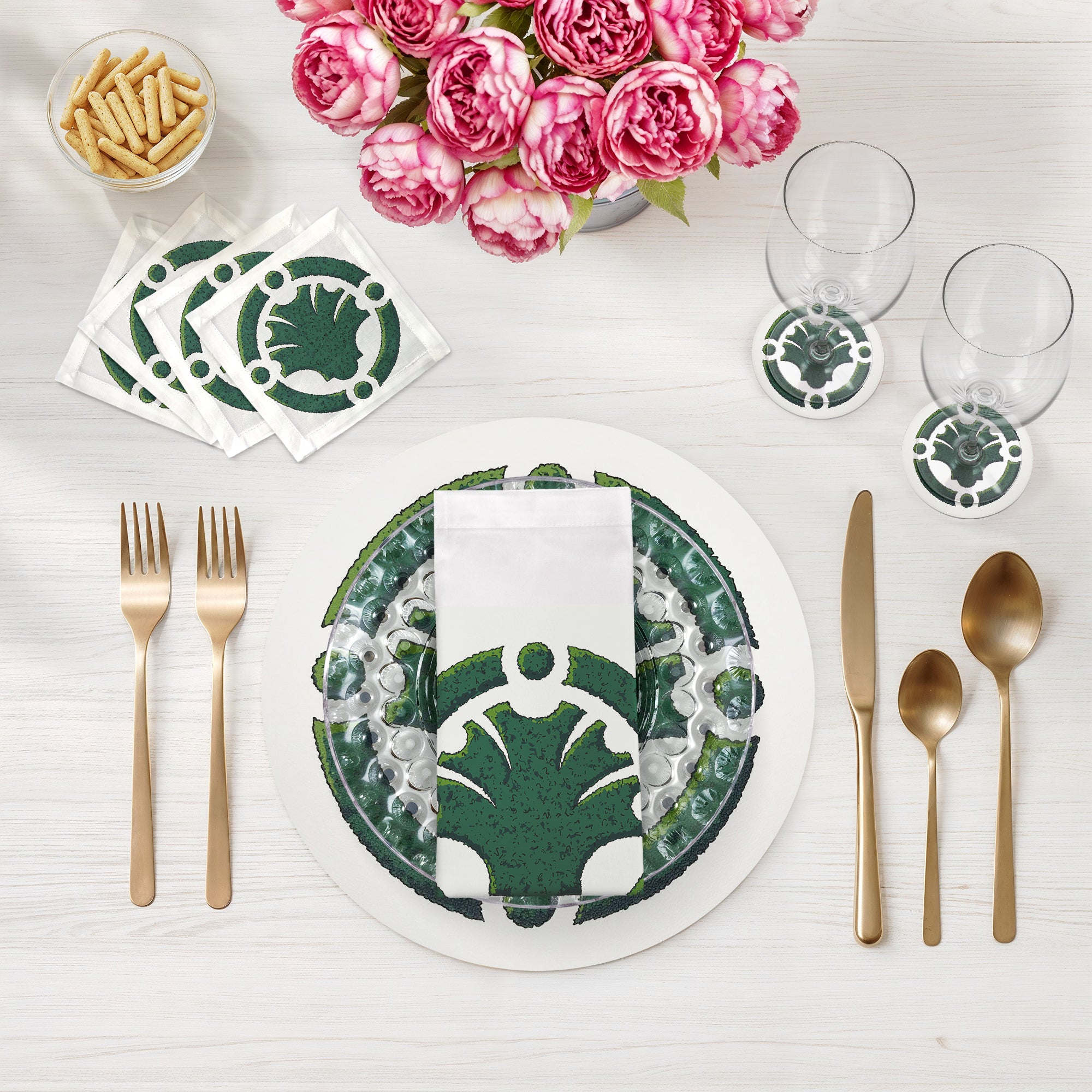 Timothy Corrigan Parterre Garden Cotton Sateen Dinner Napkins - nicolettemayer.com
