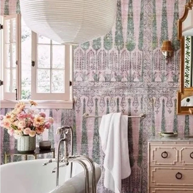 Topkapi Garden Green Pink Wallpaper Panel