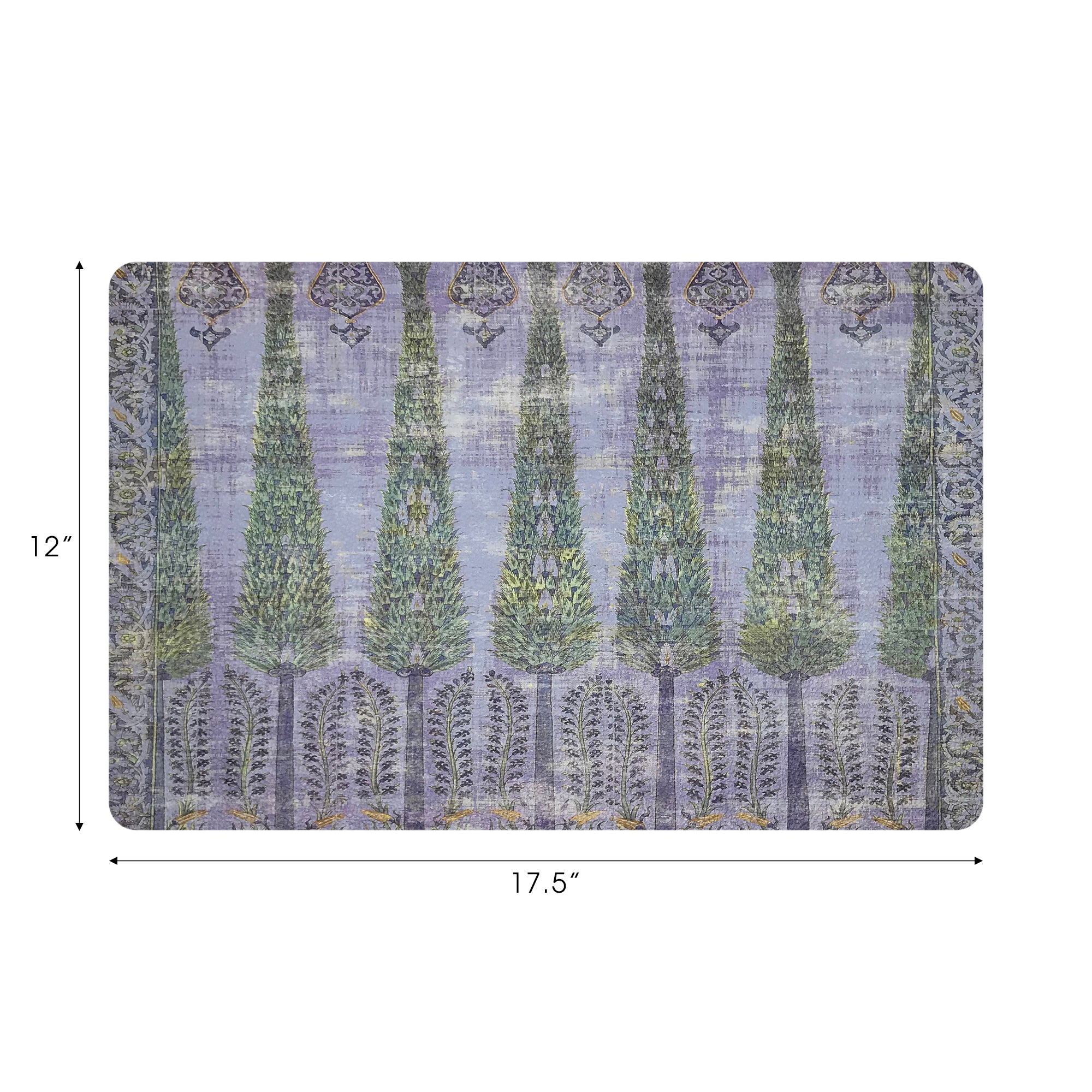 Topkapi Garden Gold Purple Vegan Leather Rectangle Pebble Placemat - nicolettemayer.com