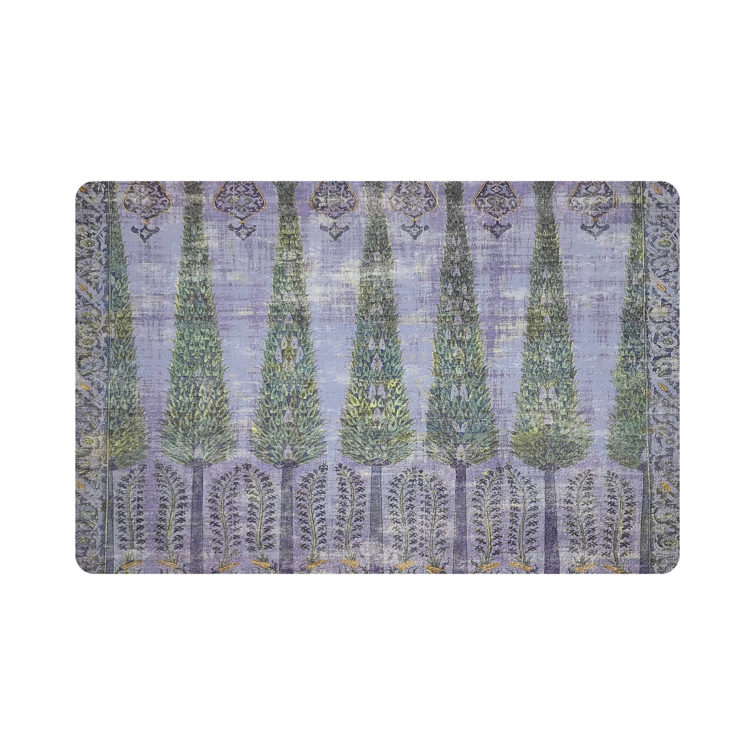 Topkapi Garden Gold Purple 17.5" Rectangle Pebble Placemat, Set Of 4 - nicolettemayer.com