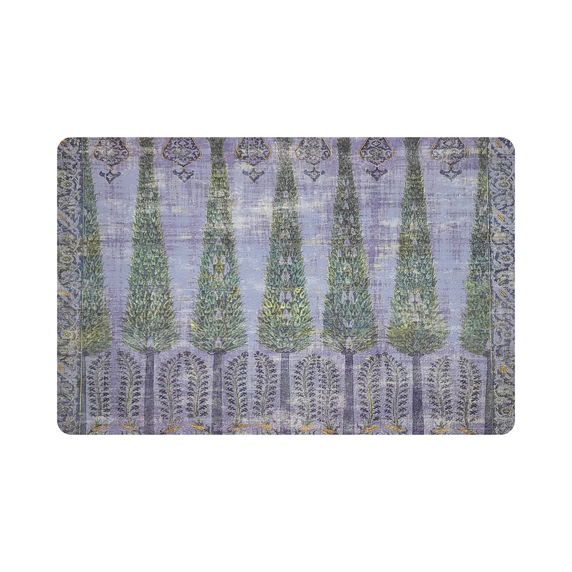 Topkapi Garden Gold Purple Vegan Leather Rectangle Pebble Placemat - nicolettemayer.com