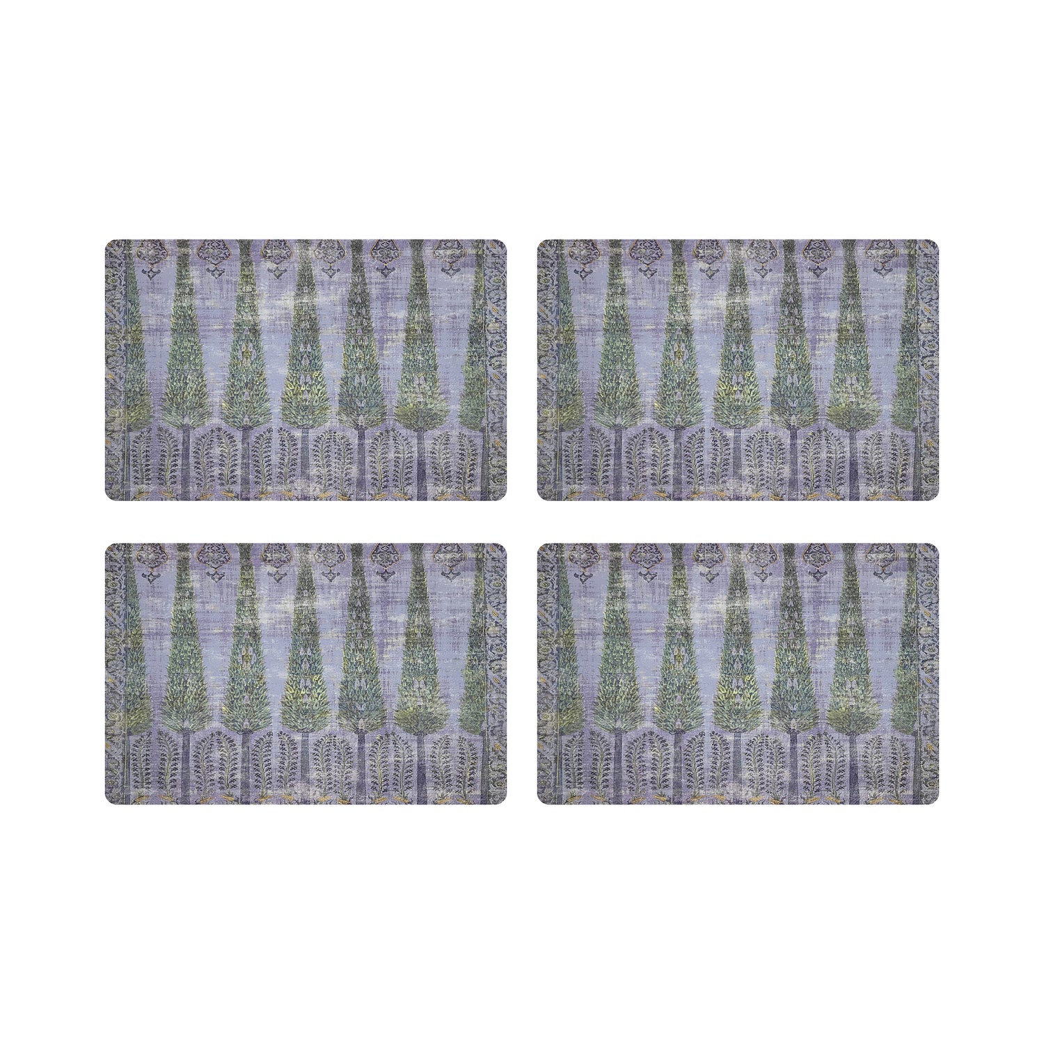 Topkapi Garden Gold Purple 17.5" Rectangle Pebble Placemat, Set Of 4 - nicolettemayer.com