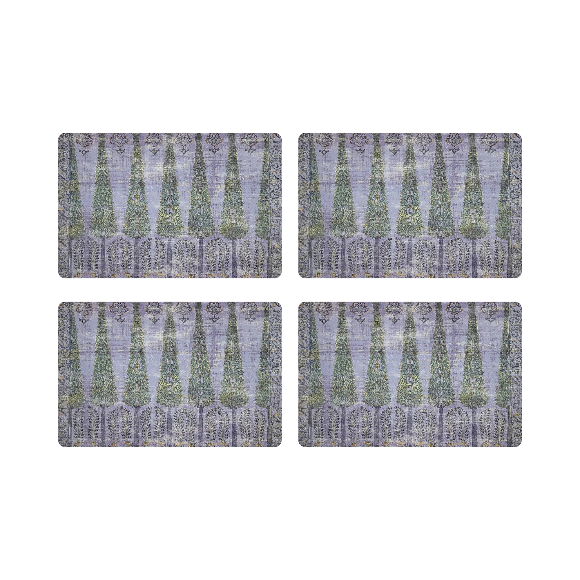Topkapi Garden Gold Purple Vegan Leather Rectangle Pebble Placemat - nicolettemayer.com