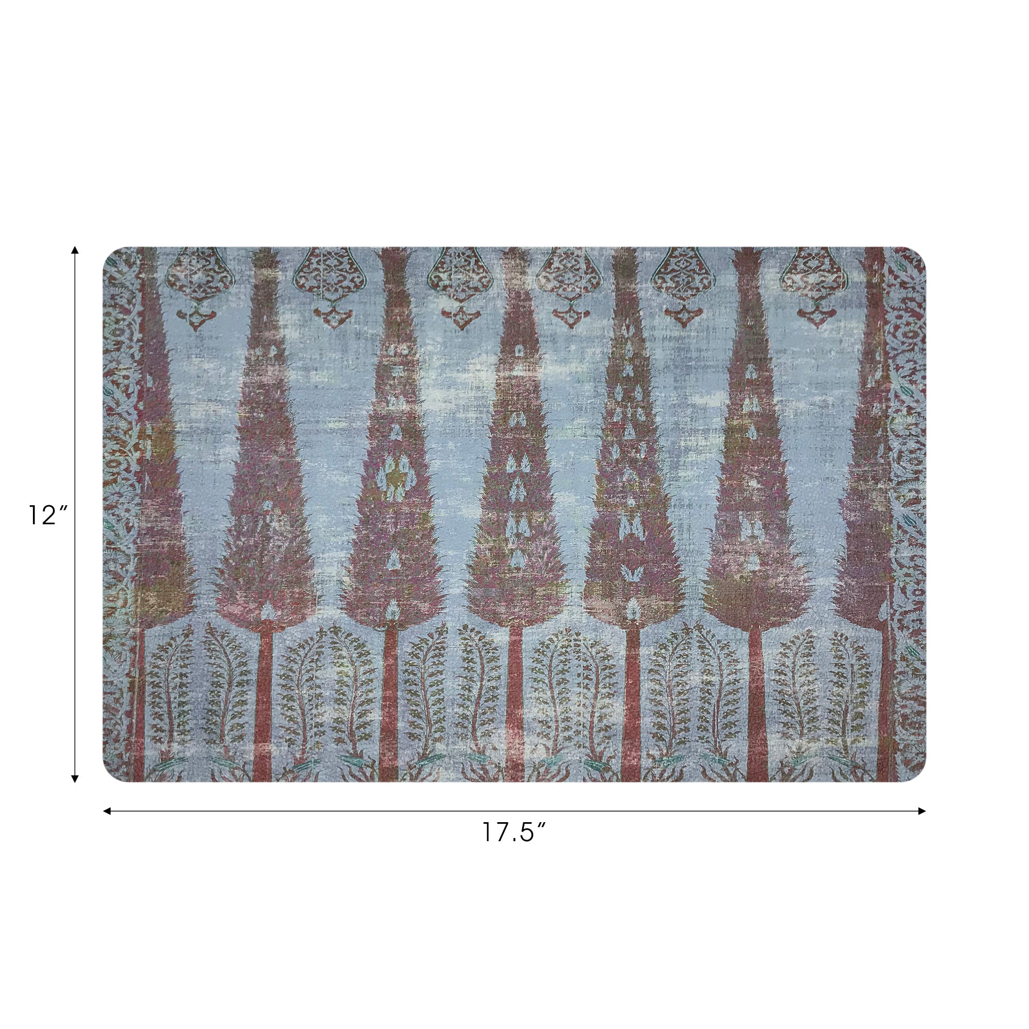 Topkapi Garden Turquoise Red Vegan Leather Rectangle Pebble Placemat - nicolettemayer.com