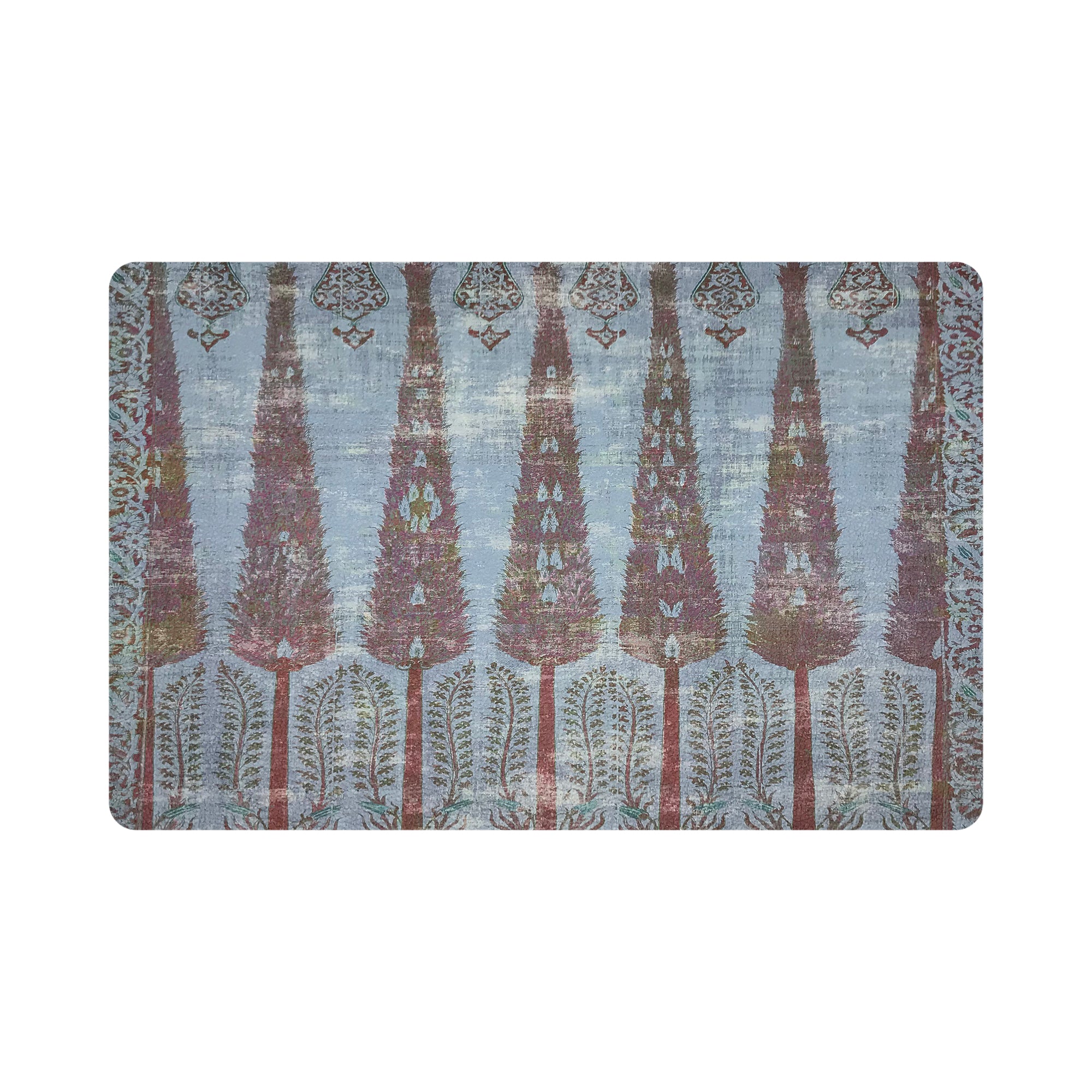 Topkapi Garden Turquoise Red Vegan Leather Rectangle Pebble Placemat - nicolettemayer.com