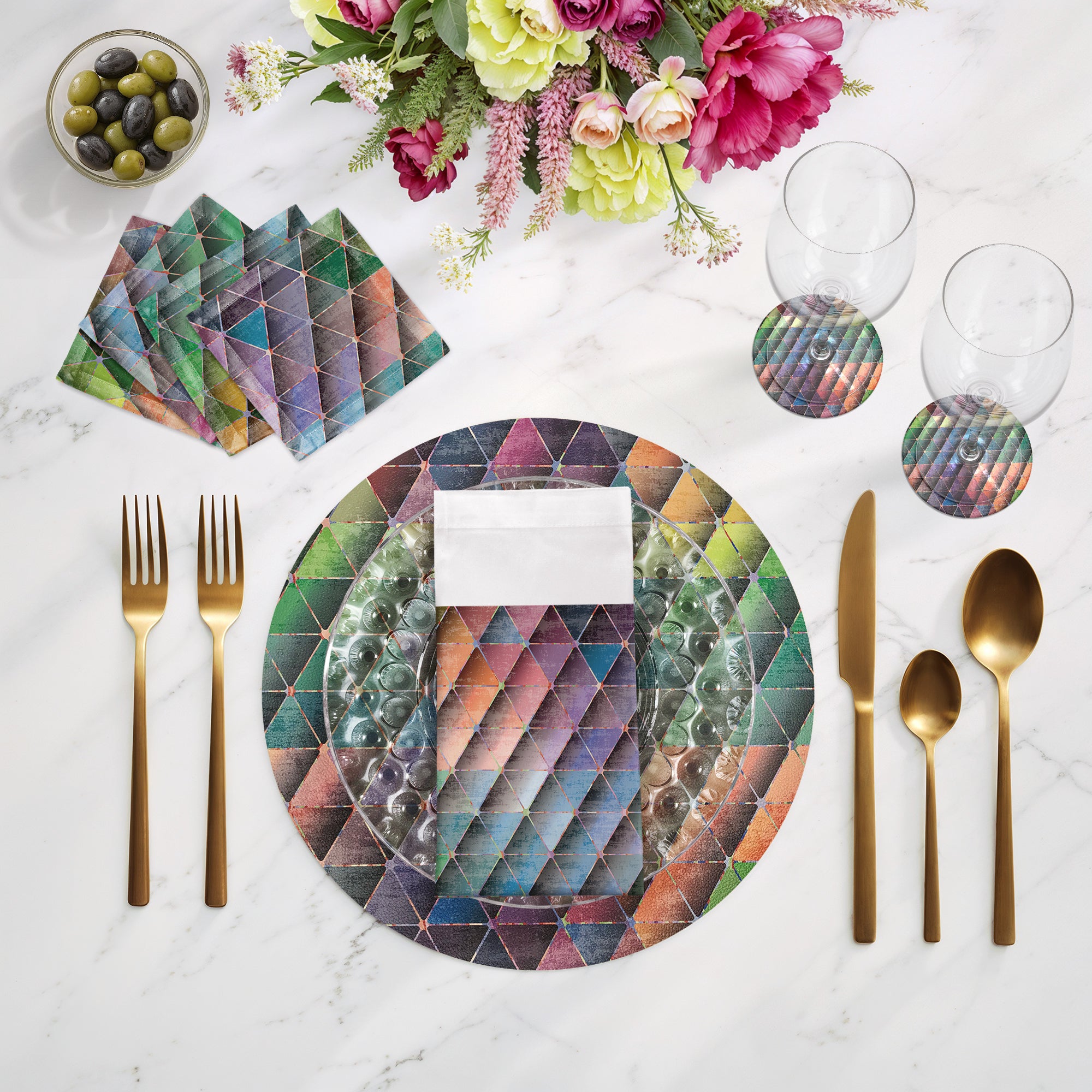 Triage Multi Vegan Leather Round Coasters