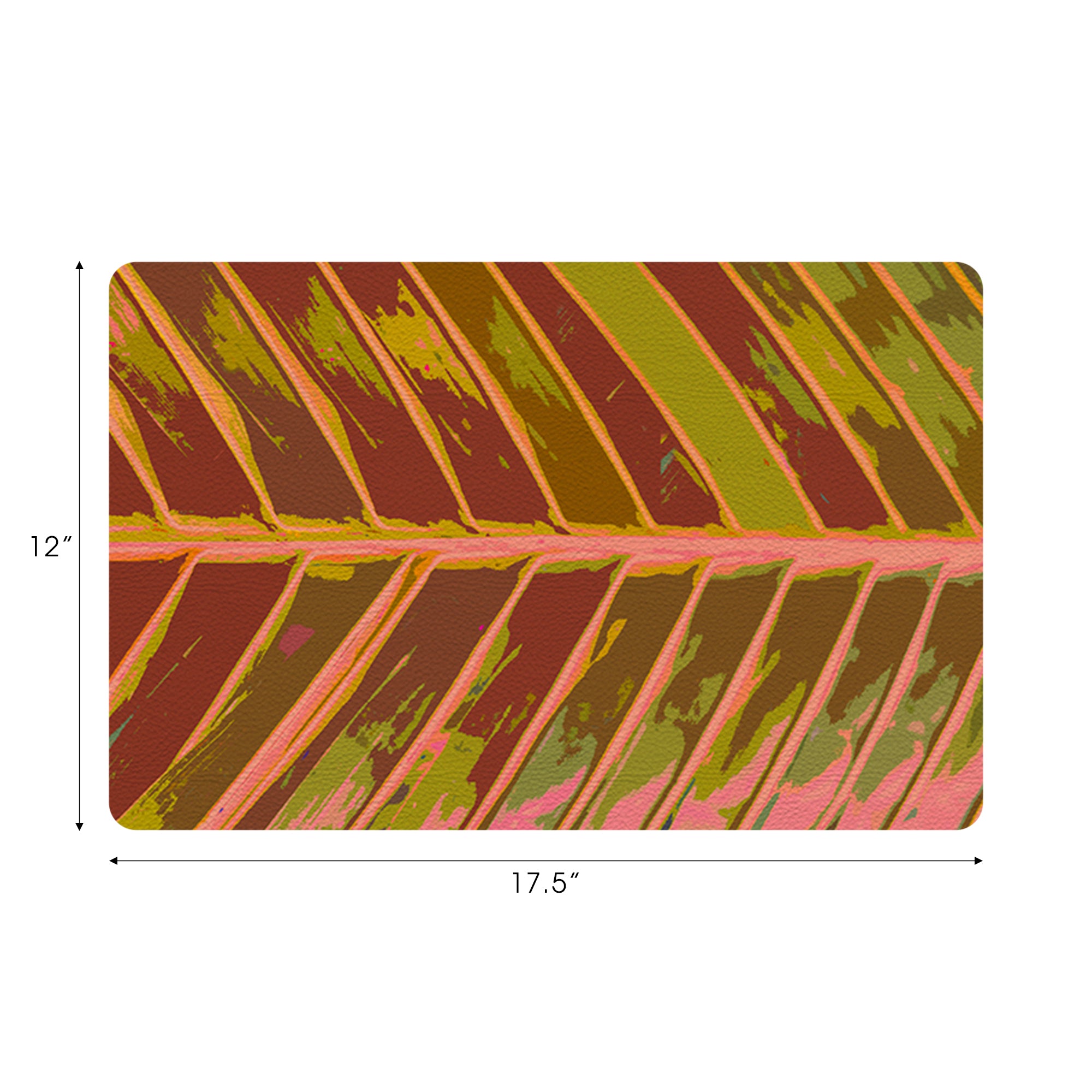 Tropical Leaf Crimson Vegan Leather Rectangle Placemat