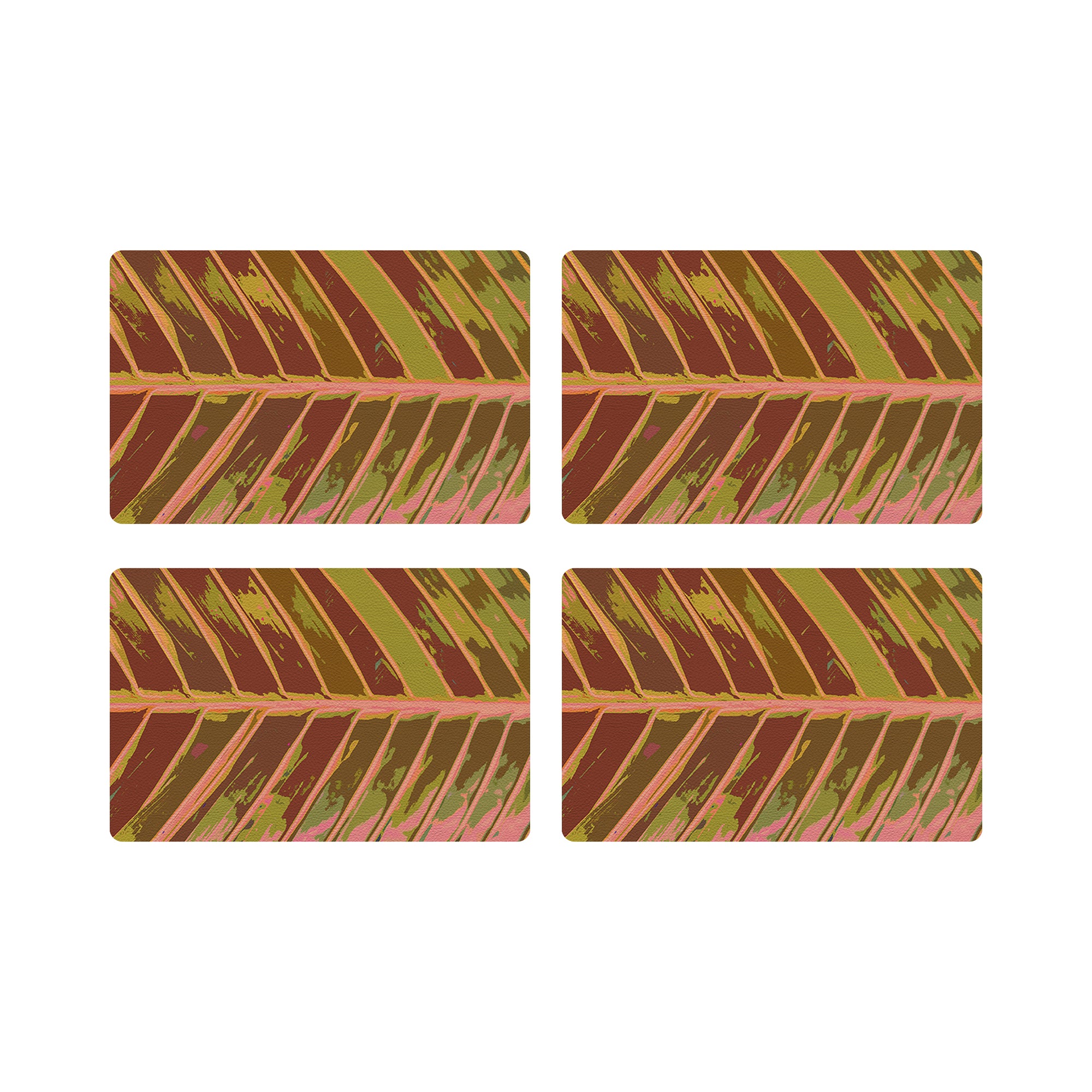 Tropical Leaf Crimson Vegan Leather Rectangle Placemat