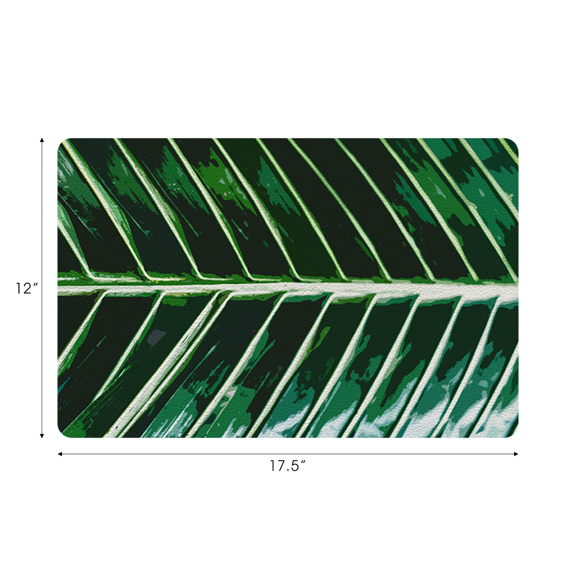 Galet rectangulaire vert feuille tropicale 17