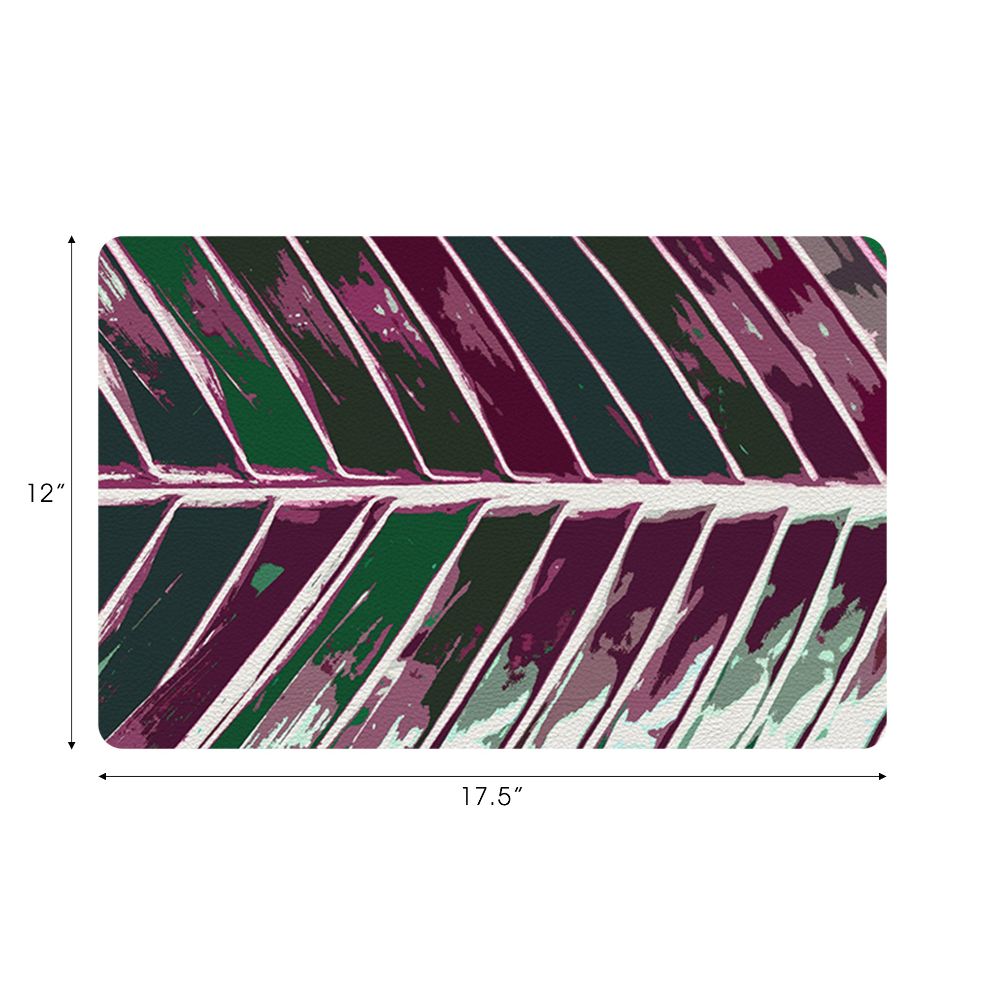 Tropical Leaf Magenta Vegan Leather Rectangle Placemat