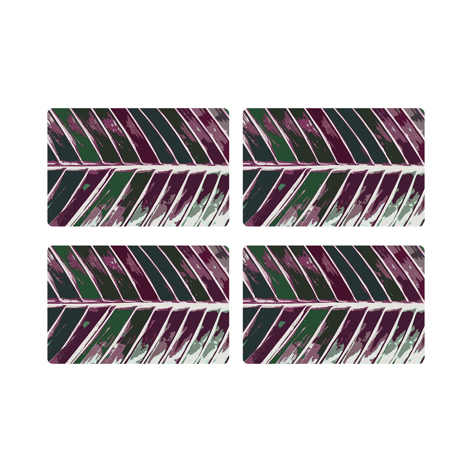 Tropical Leaf Magenta Vegan Leather Rectangle Placemat