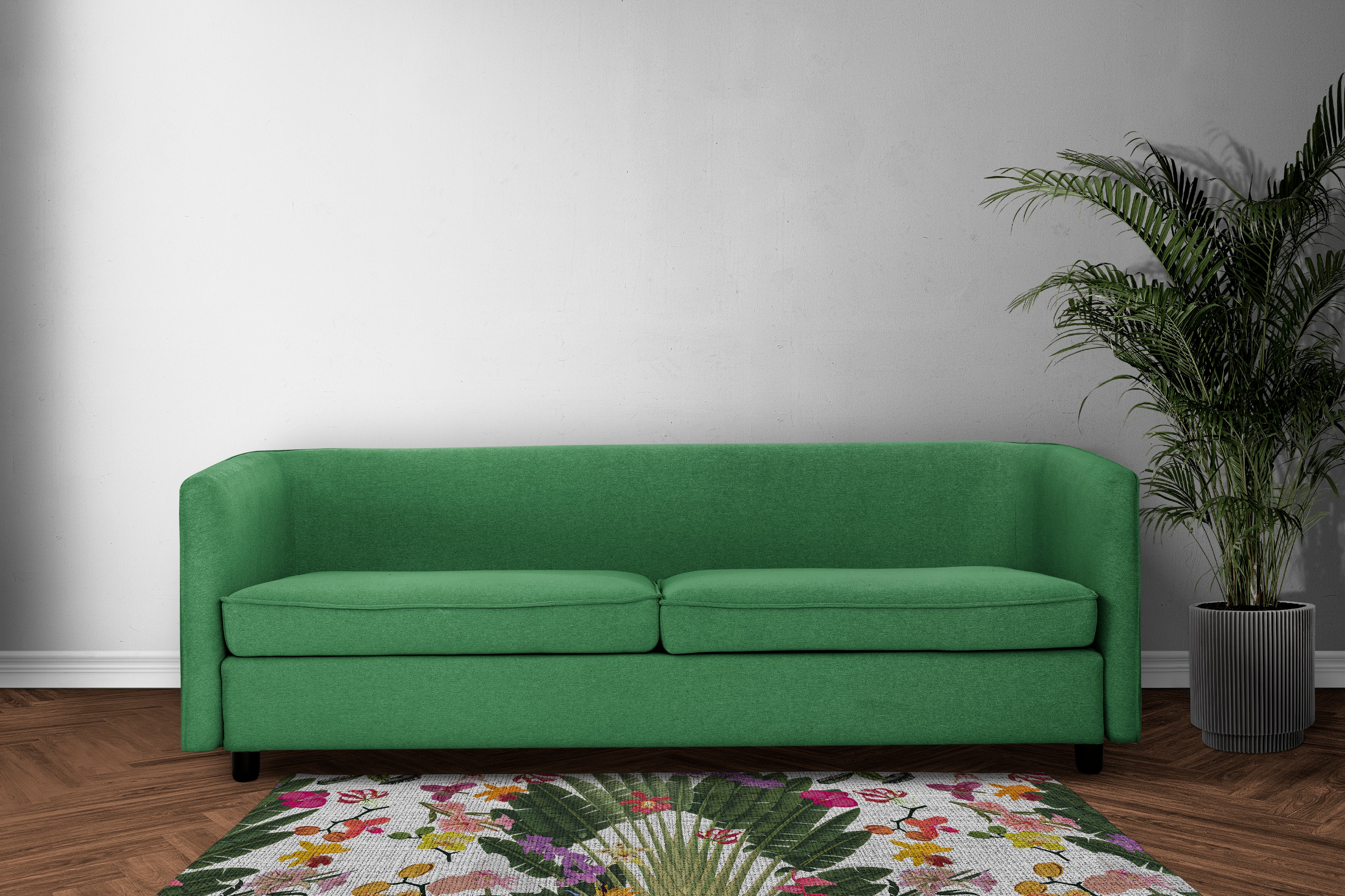 Fantasy Tropical White Chenille Washables Rug