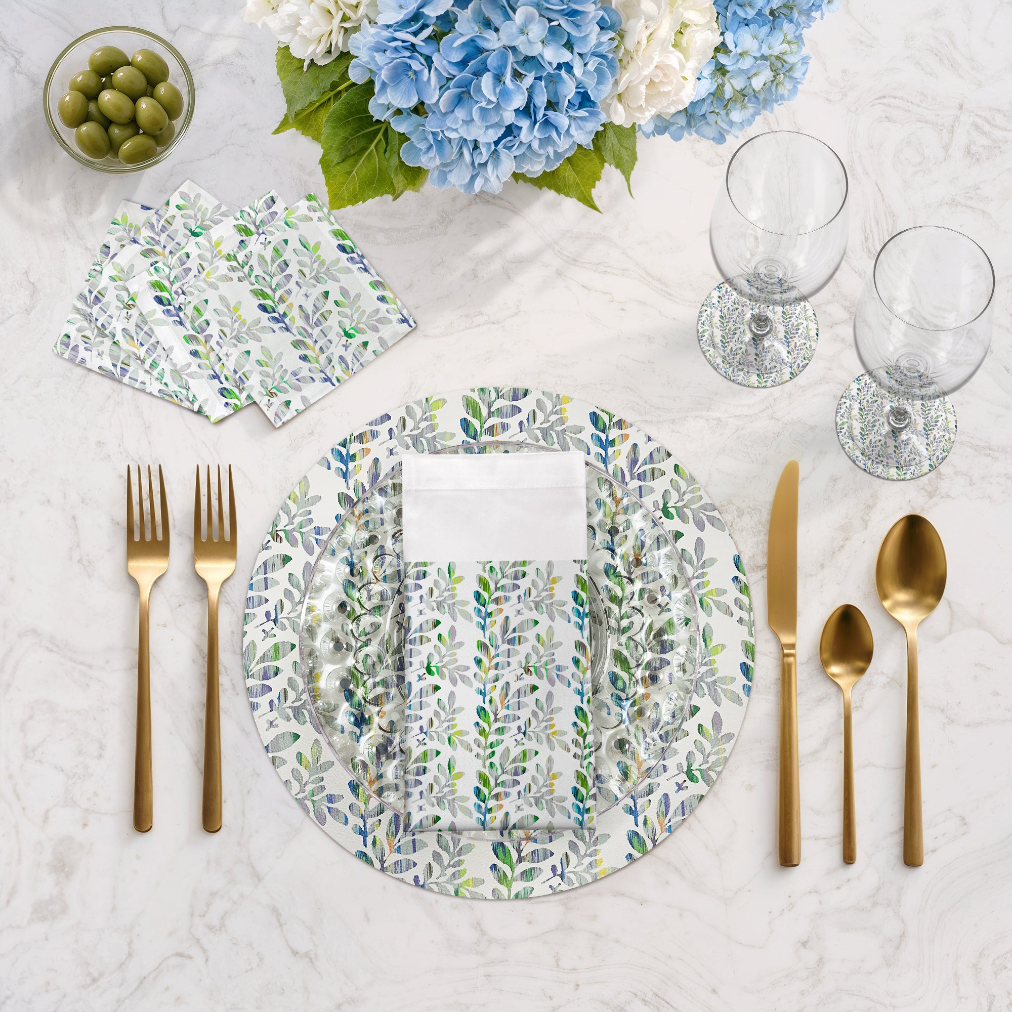 SET DE TABLE GALETS 16 RONDS TUILERIES VERDURE, LOT DE 4