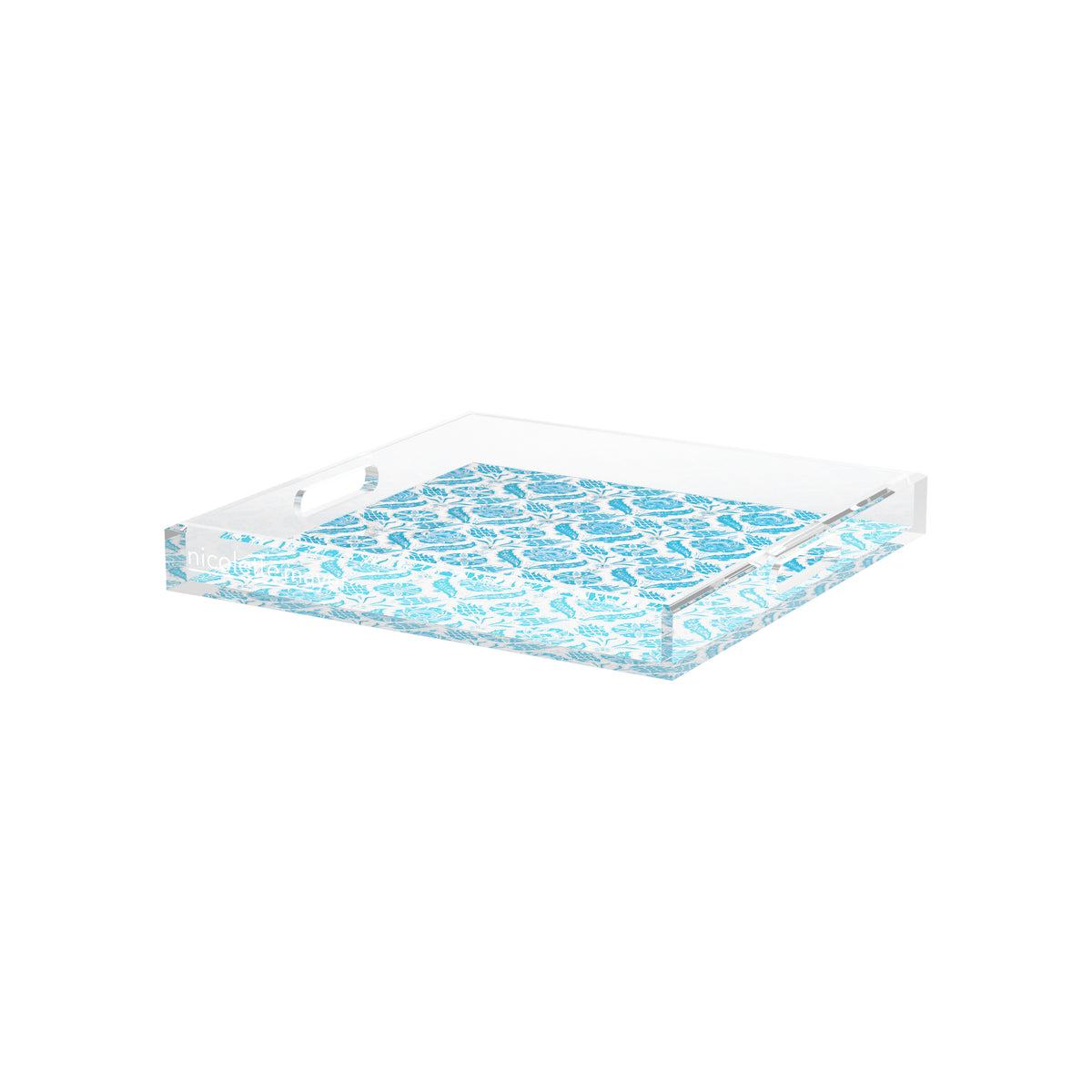 Tulipia Turquoise Acrylic Decorative Tray, 12 x 12 in. by Nicolette Mayer