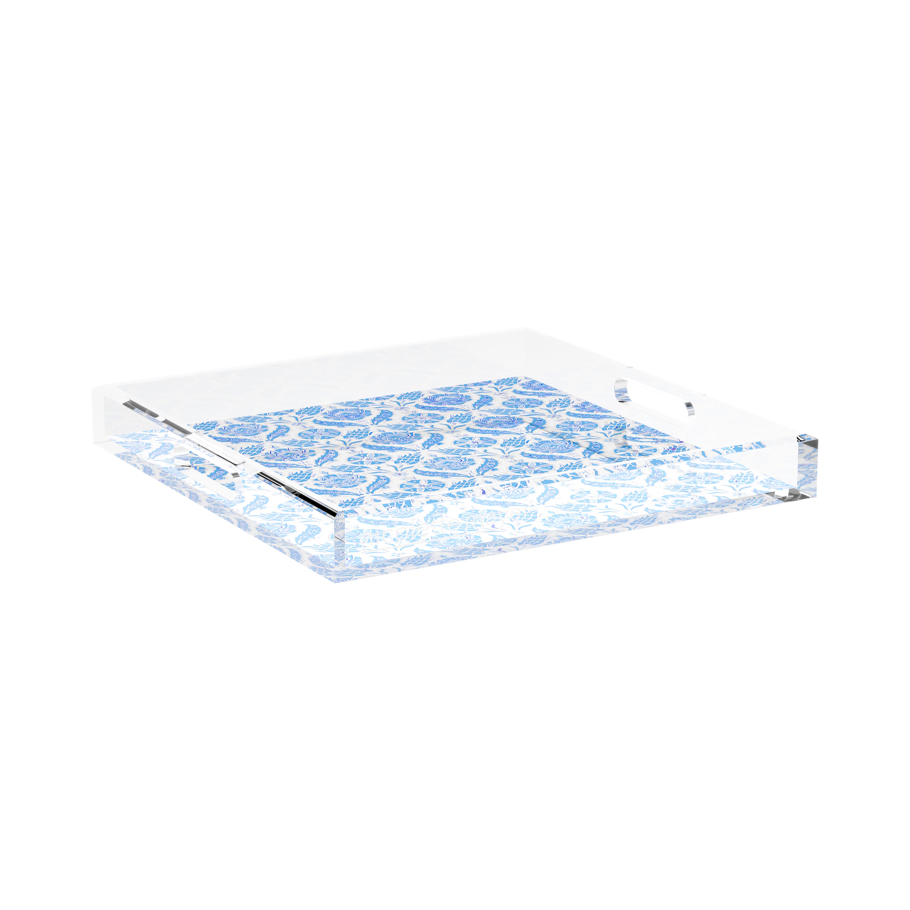 Tulipia Blue 15X15 Acrylic Tray - nicolettemayer.com