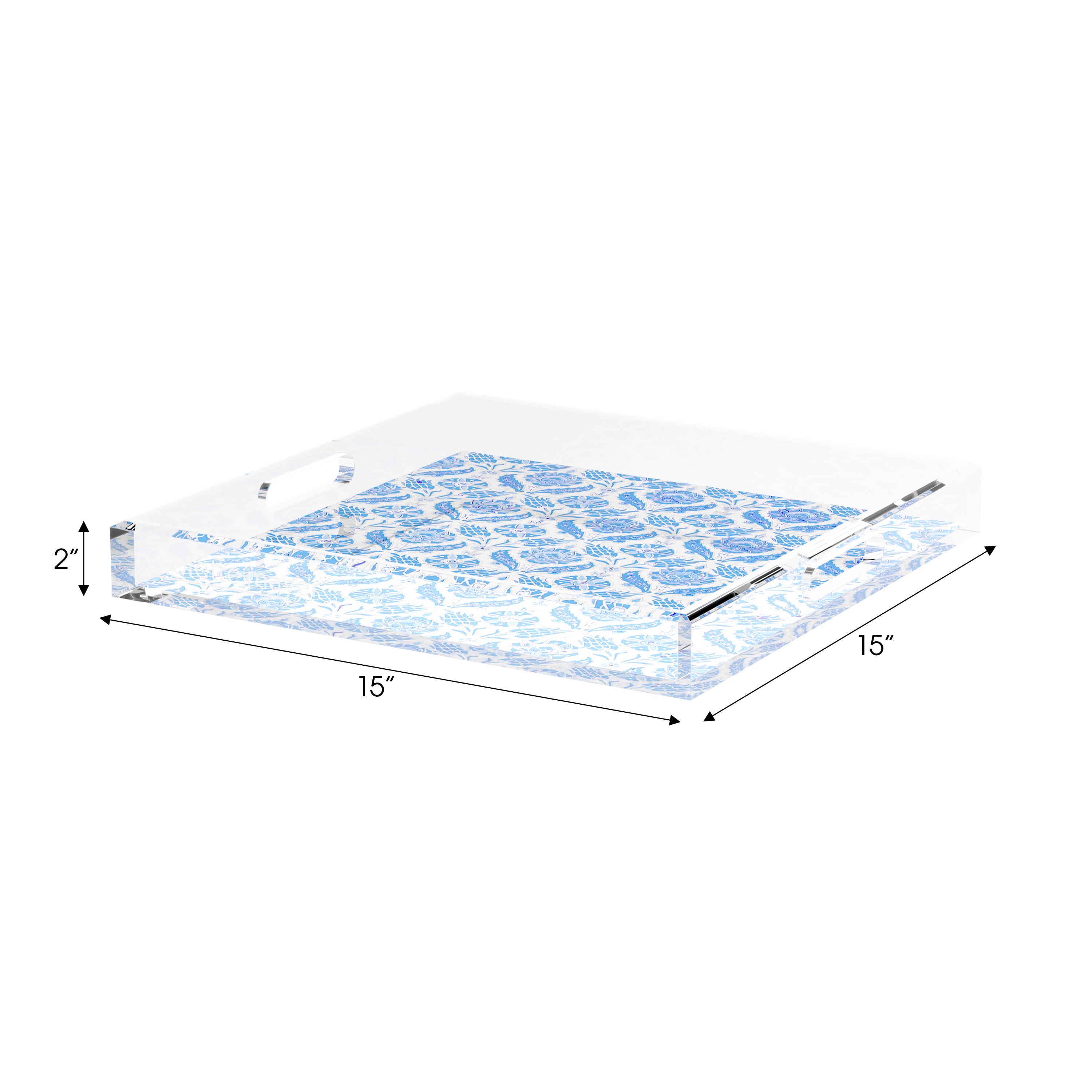 Tulipia Blue 15X15 Acrylic Tray - nicolettemayer.com