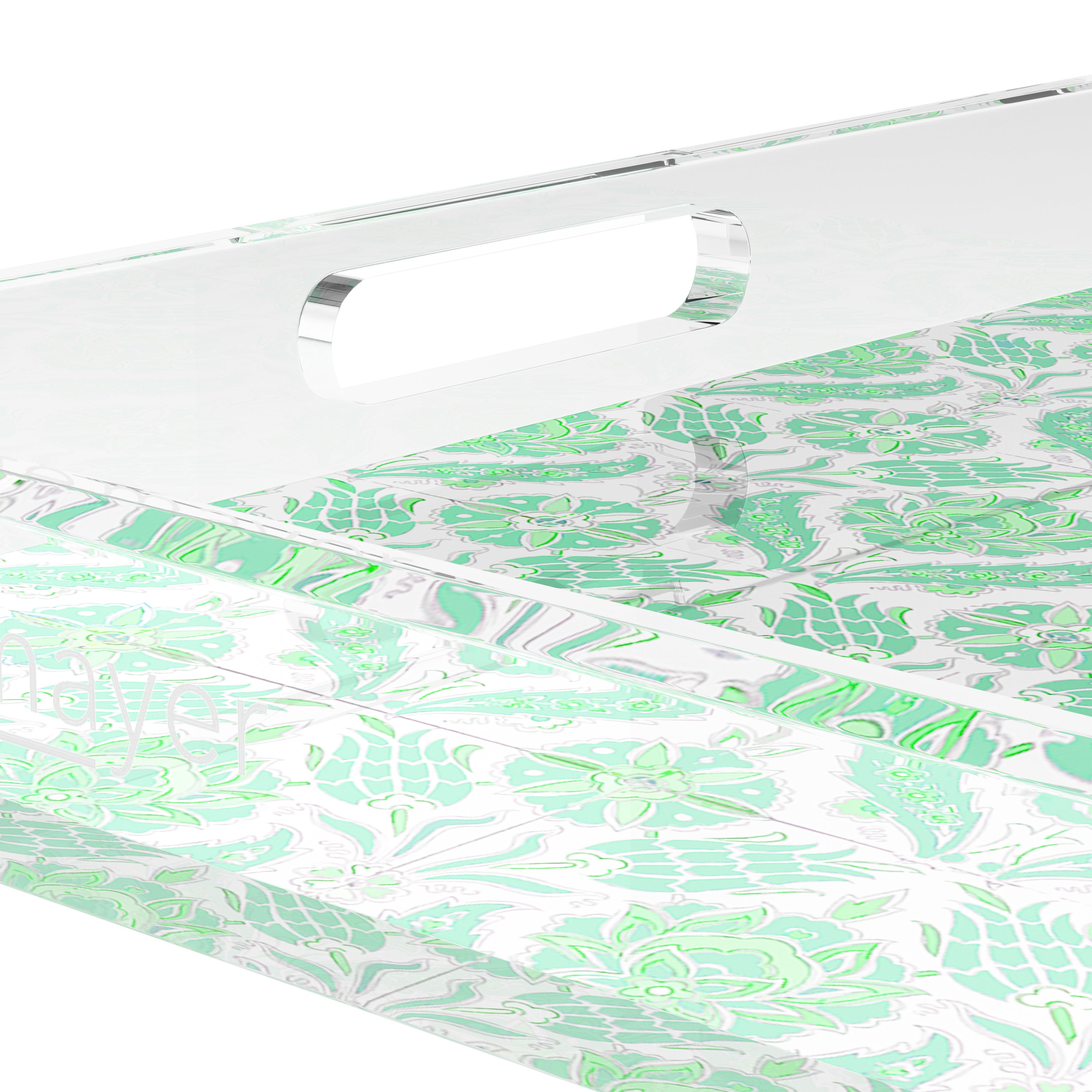 Tulipia Green 15X15 Acrylic Tray - nicolettemayer.com