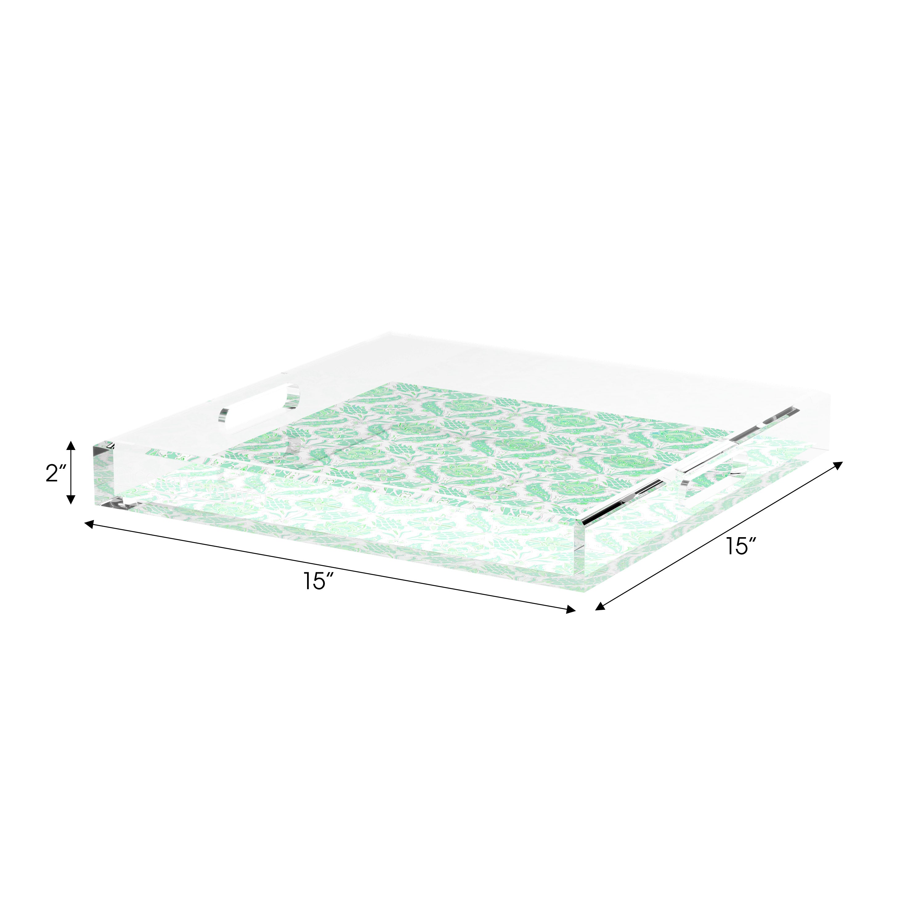 Tulipia Green 15X15 Acrylic Tray - nicolettemayer.com