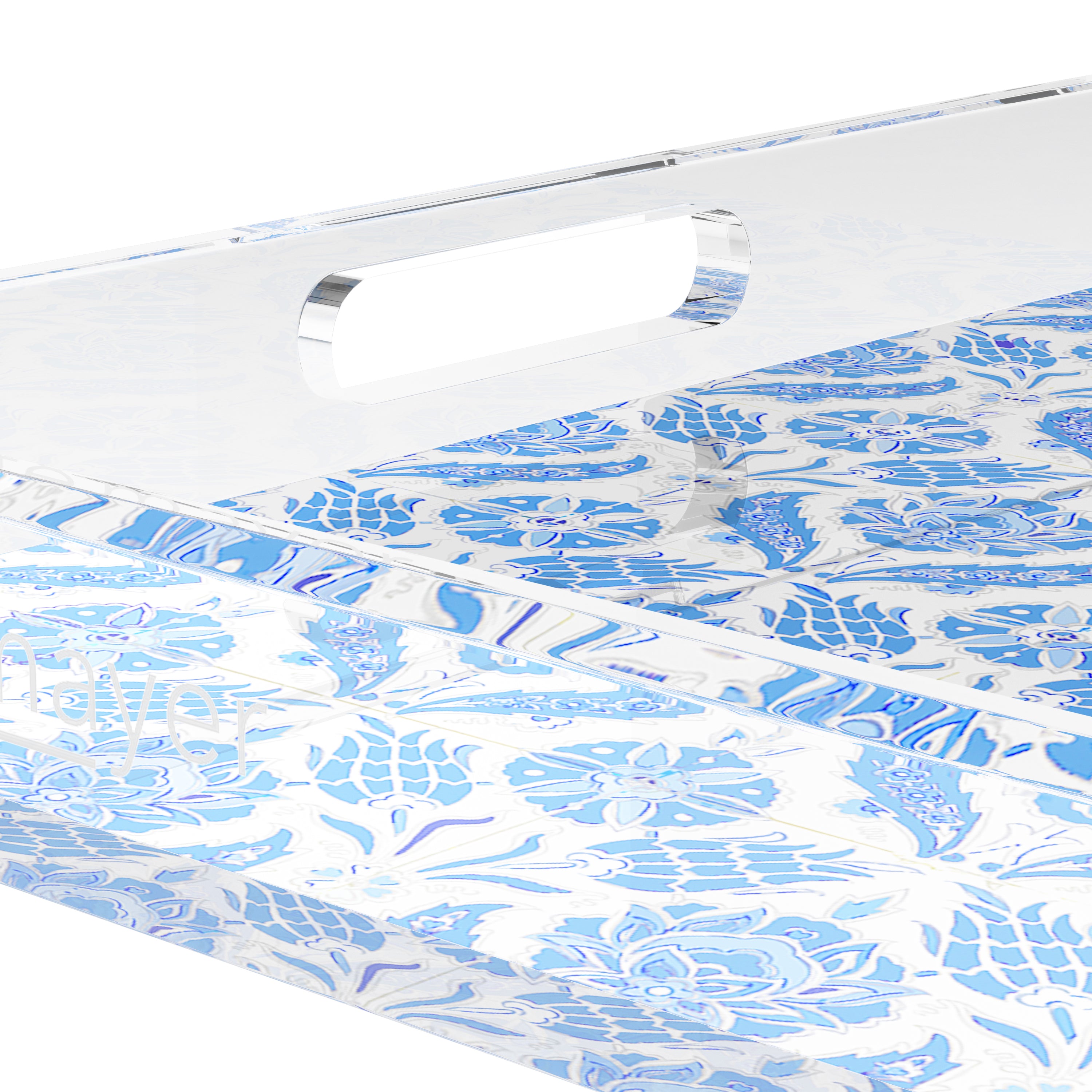 Tulipia Blue 18X18 Acrylic Tray - nicolettemayer.com