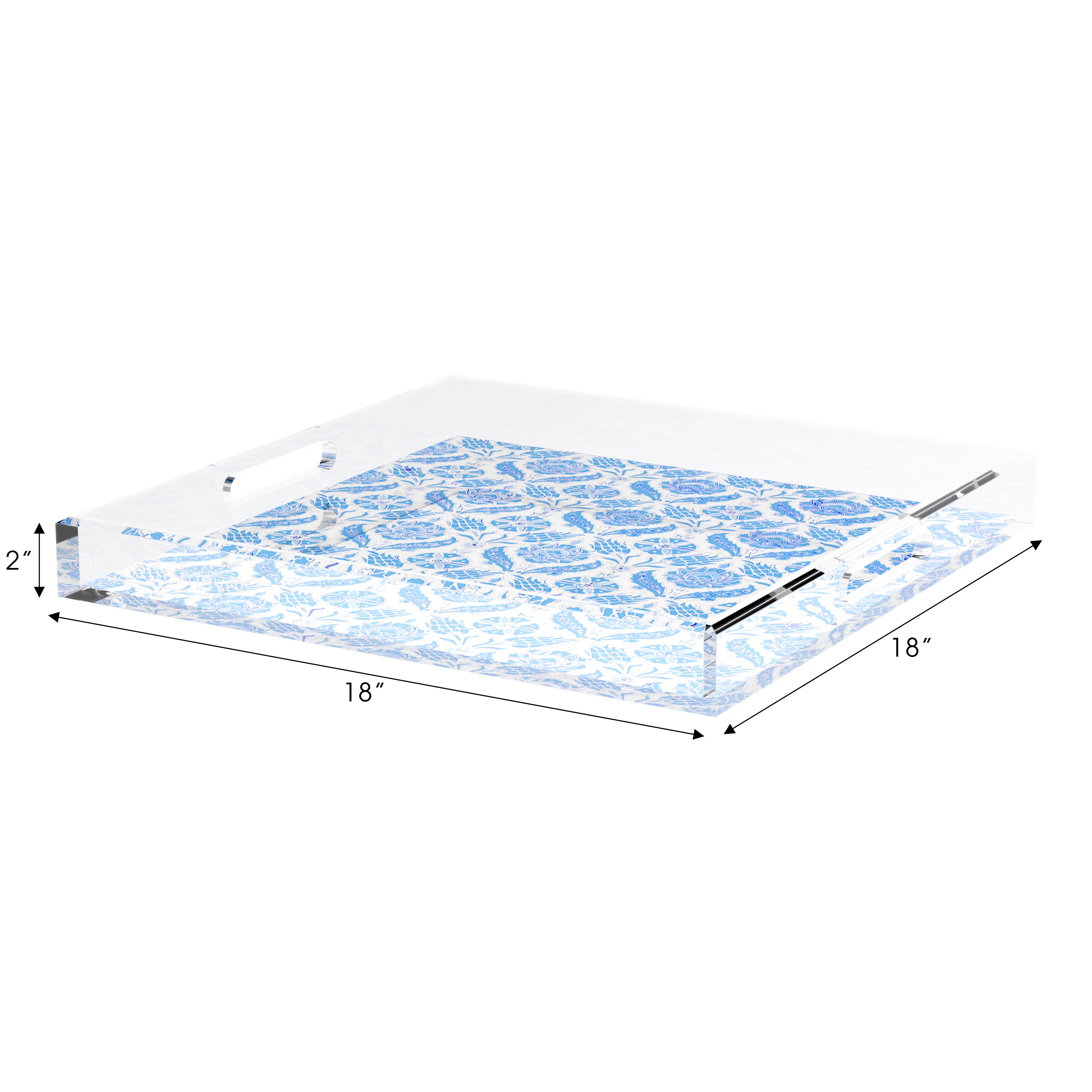 Tulipia Blue 18X18 Acrylic Tray - nicolettemayer.com