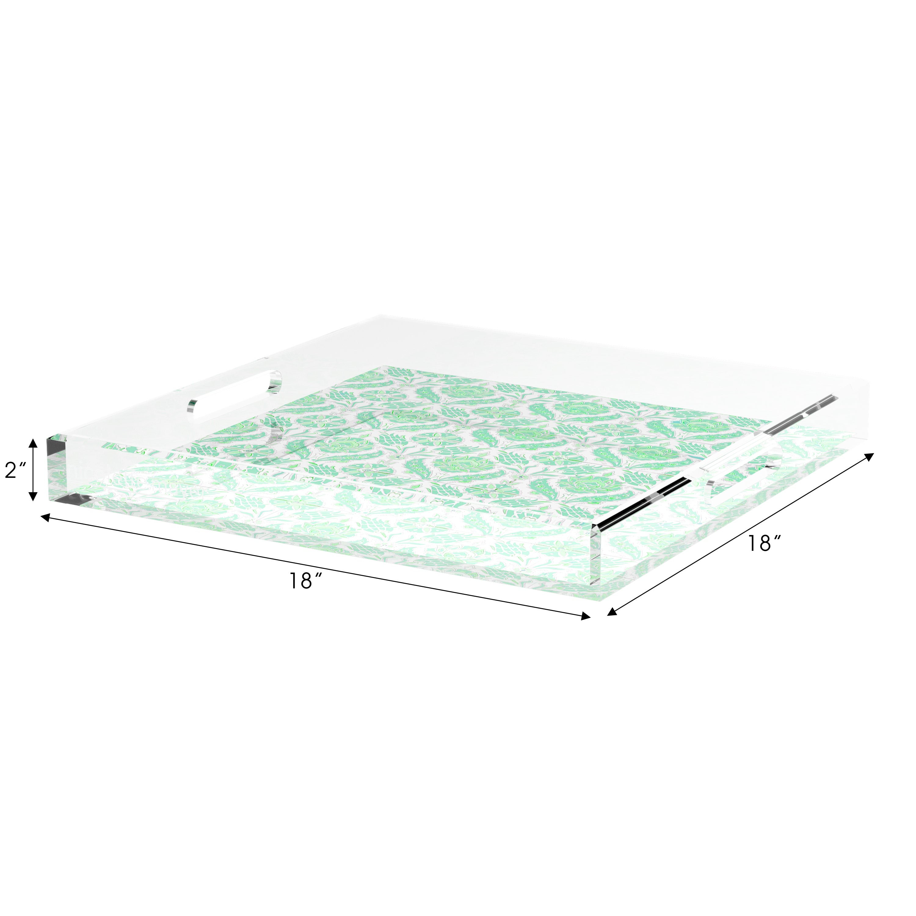 Tulipia Green 18X18 Acrylic Tray - nicolettemayer.com