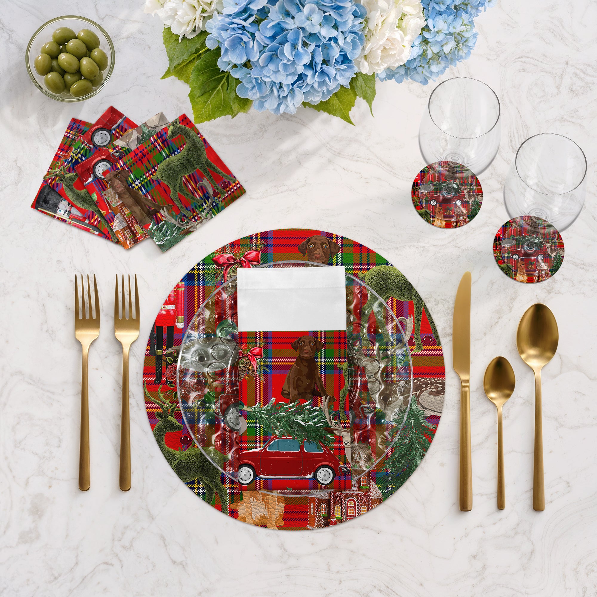 Ultimate Christmas Vegan Leather Round Coasters
