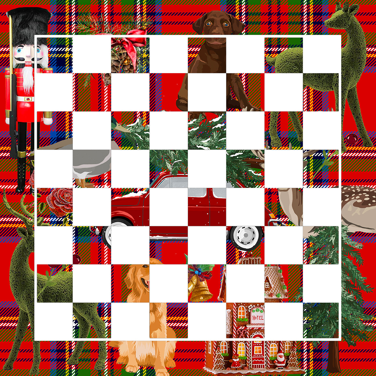 Ultimate Christmas Plaid Acrylic Chess - nicolettemayer.com