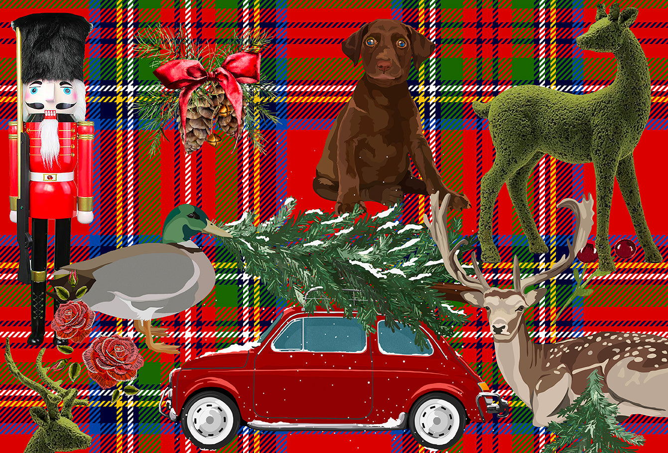 Ultimatives Tischset aus Papier mit Weihnachtskaromuster, ein Set mit 24 Stück