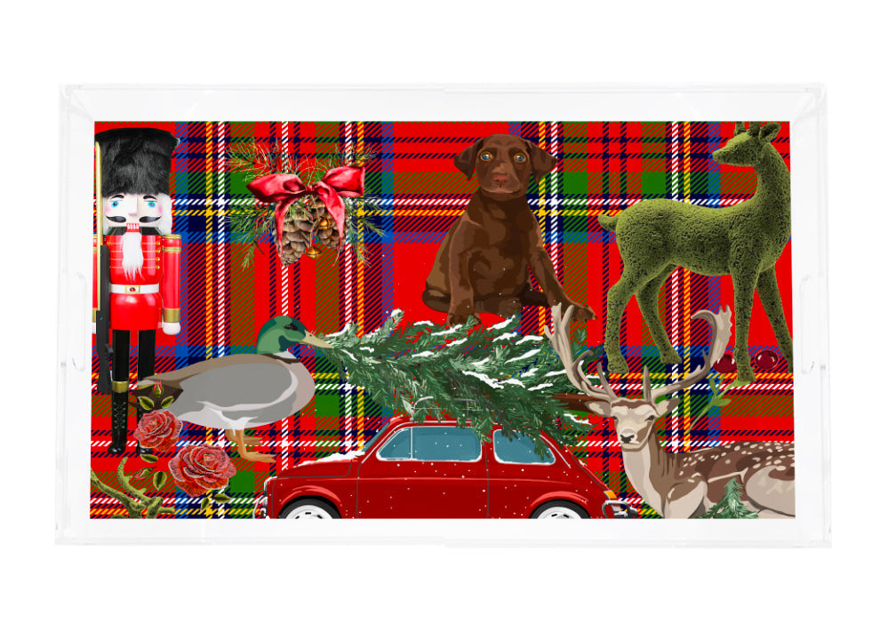 Ultimate Christmas Plaid Acrylic Rectangle Decorative Tray