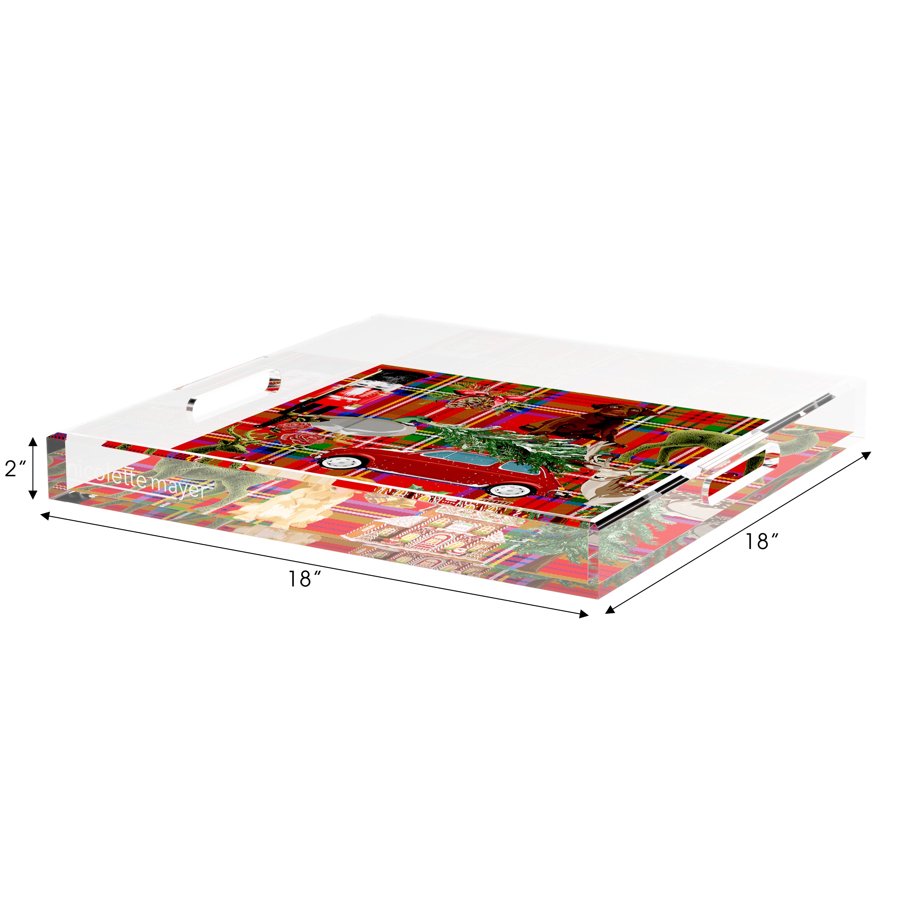 Ultimate Christmas Plaid 18X18 Acrylic Tray - nicolettemayer.com