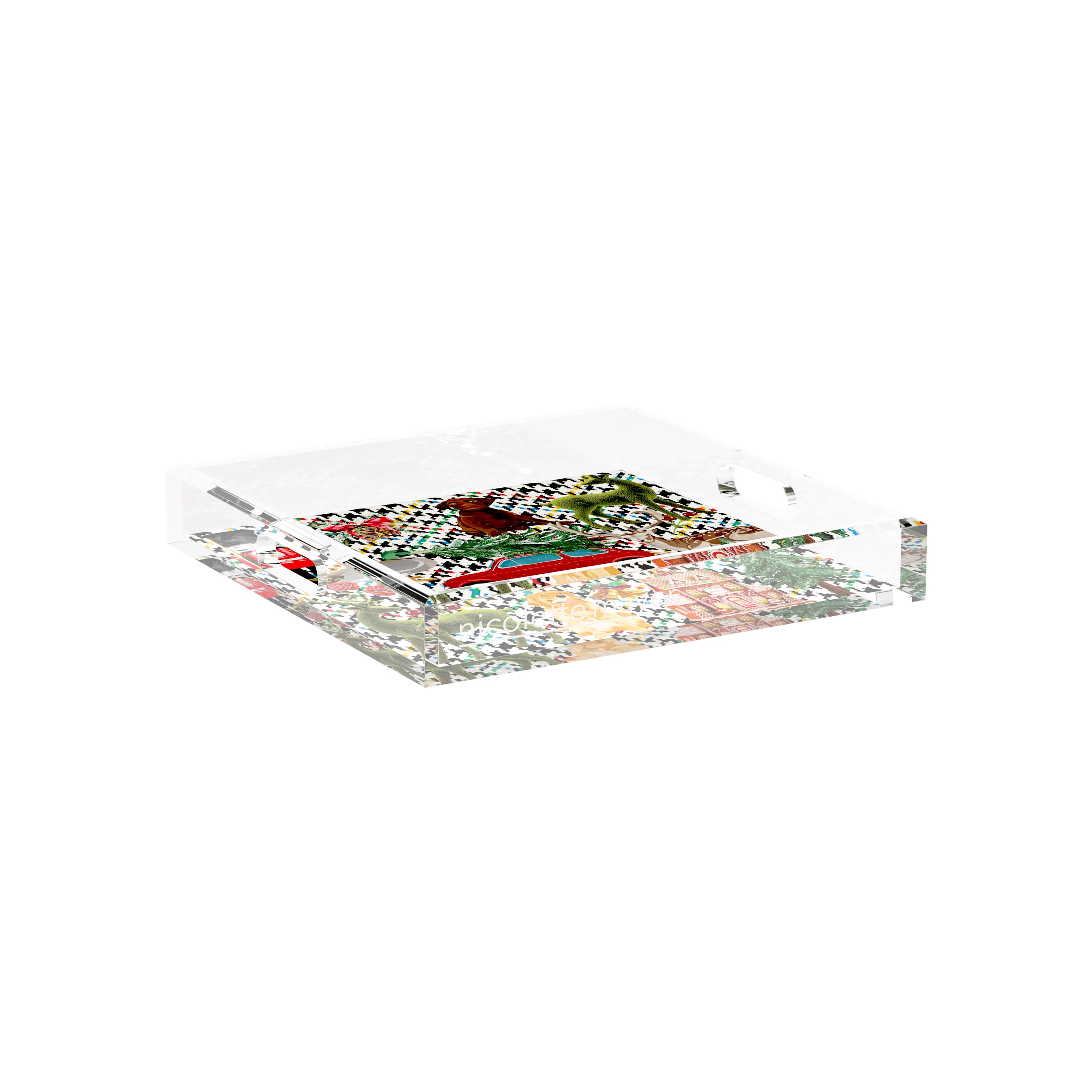 Ultimate Christmas Multi Plaid 12X12 Acrylic Tray - nicolettemayer.com
