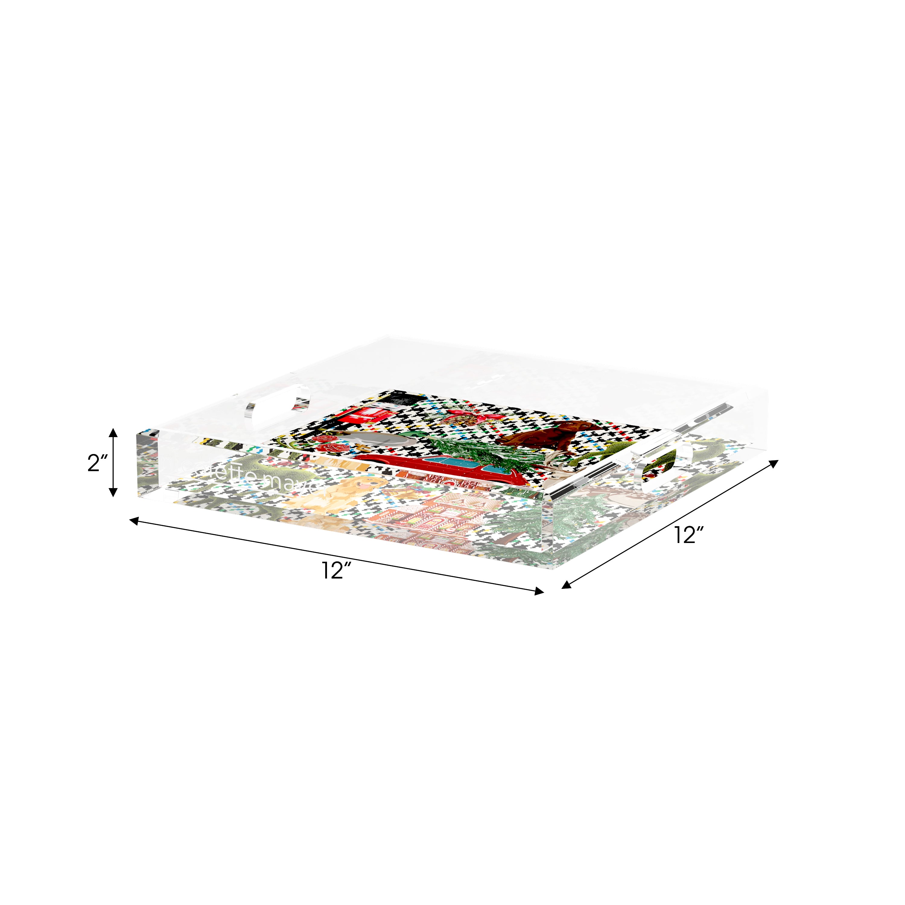 Ultimate Christmas Multi Plaid 12X12 Acrylic Tray - nicolettemayer.com