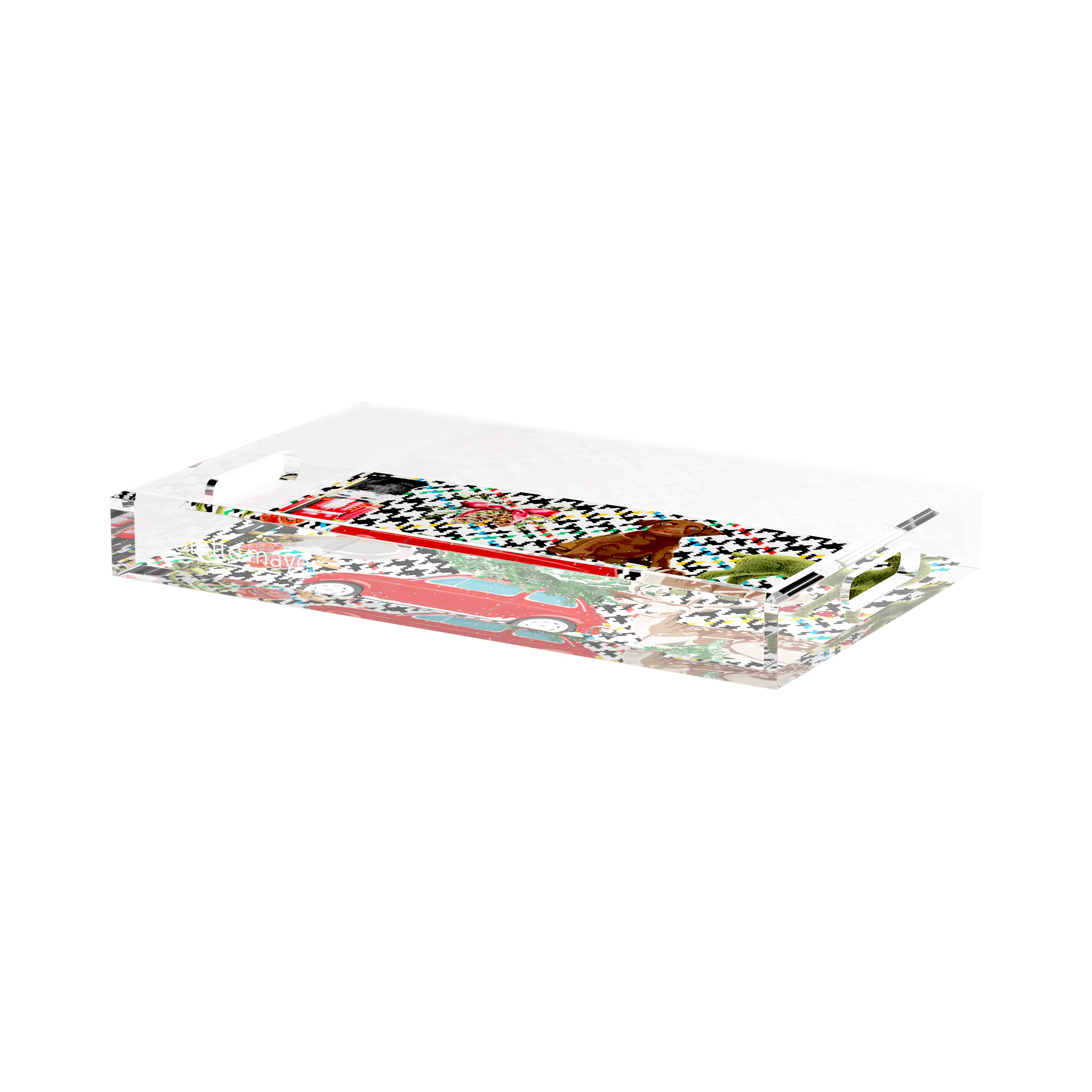 Ultimate Christmas Multi Plaid 17X10.5 Acrylic Tray - nicolettemayer.com