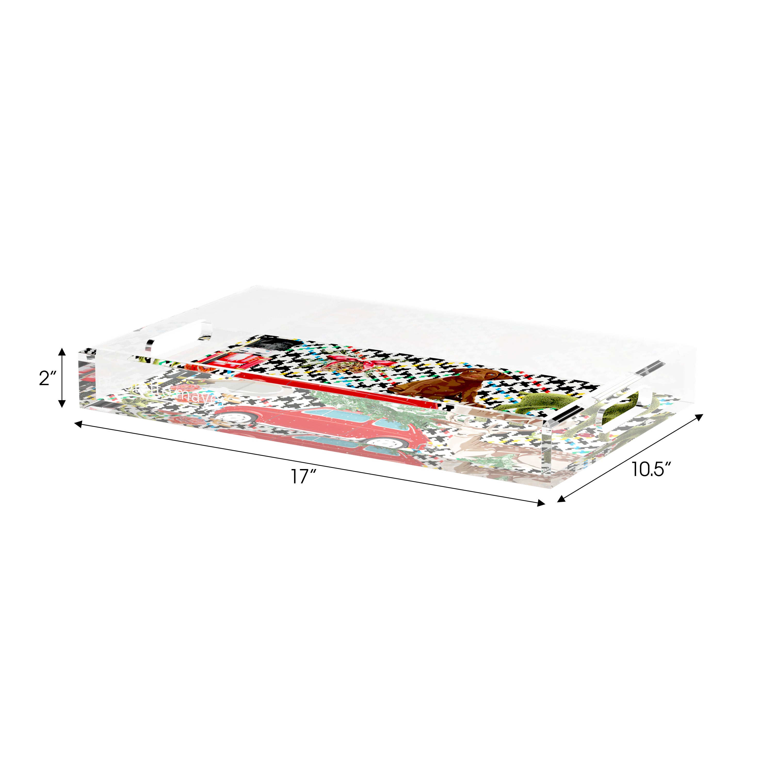 Ultimate Christmas Multi Plaid 17X10.5 Acrylic Tray - nicolettemayer.com