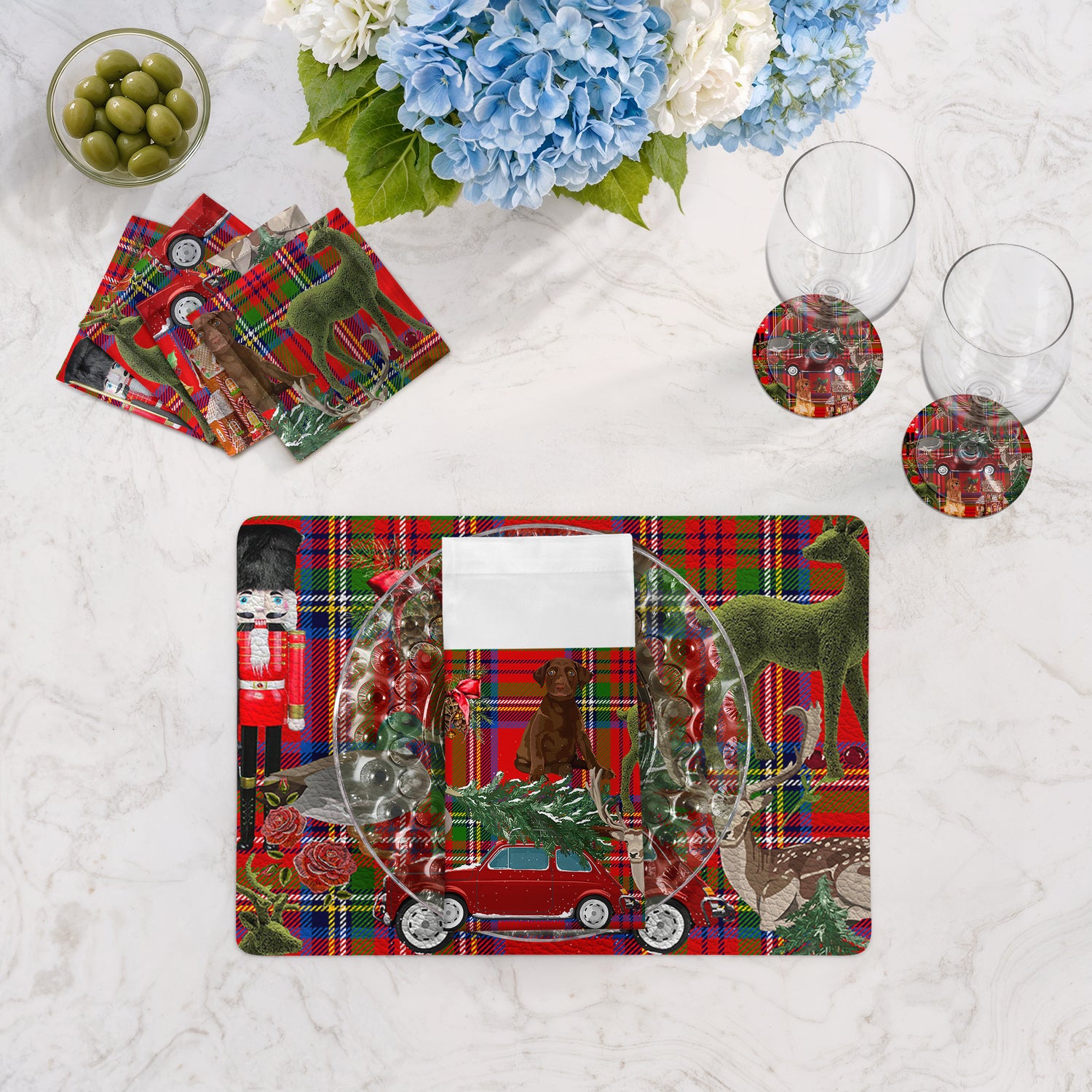 Ultimate Christmas Plaid Vegan Leather Rectangle Pebble Placemat