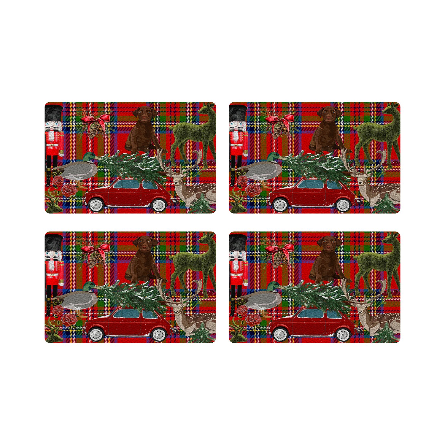 Ultimate Christmas Plaid Vegan Leather Rectangle Pebble Placemat